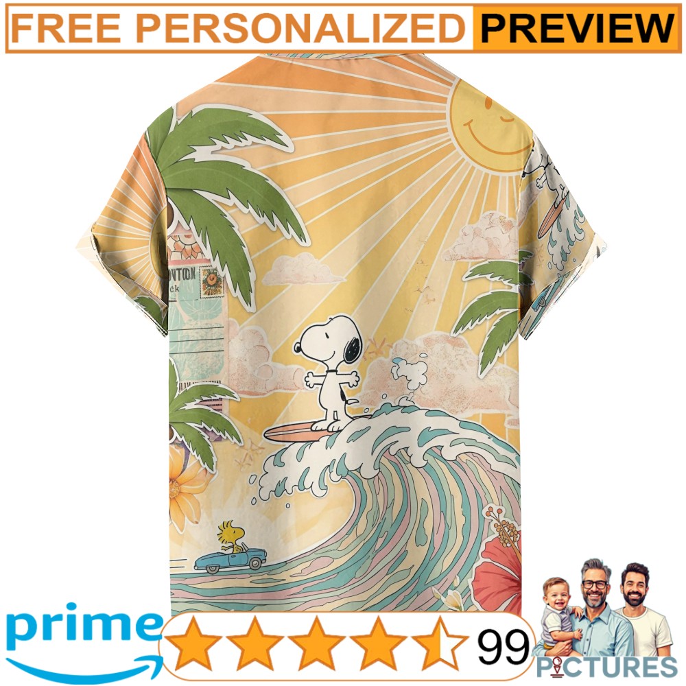 Snoopy Surfing Cute Peanuts Cartoon Summer Beach 3D All Over Print Shirt