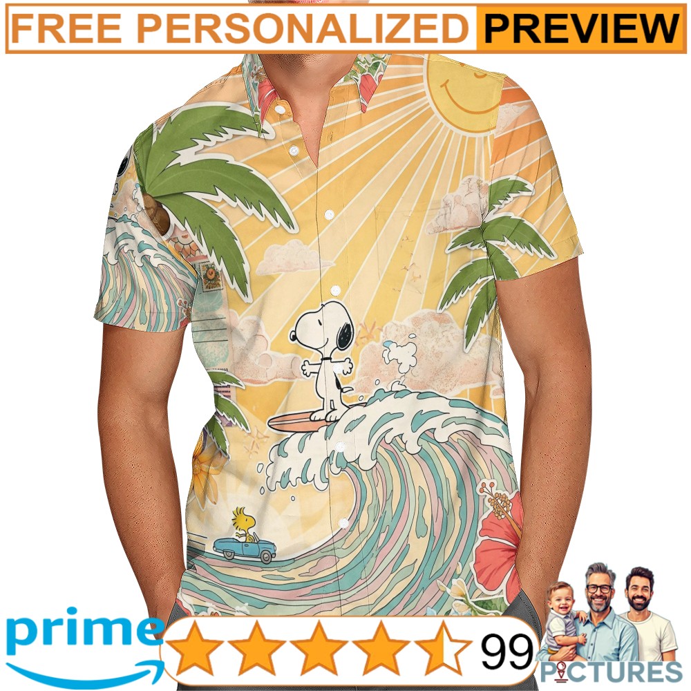 Snoopy Surfing Cute Peanuts Cartoon Summer Beach 3D All Over Print Shirt