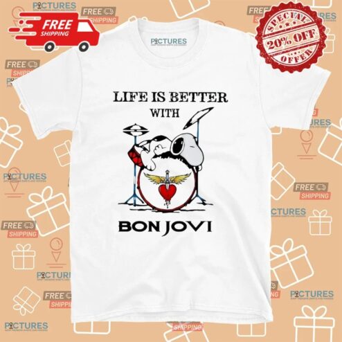 Snoopy The Peanuts Life If Better With Bon Jovi T Shirt