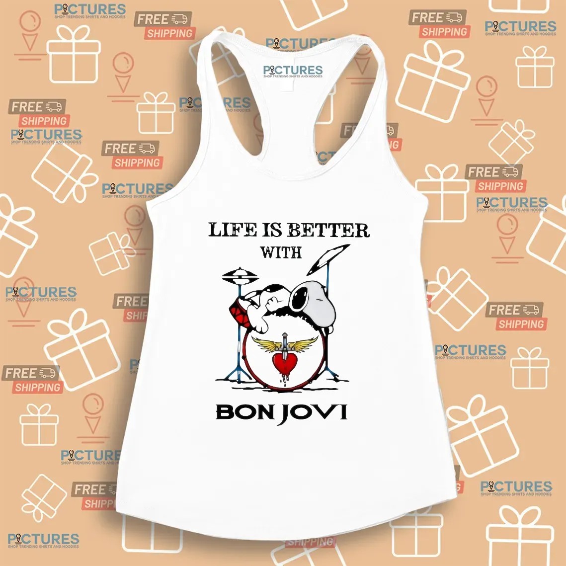 Snoopy The Peanuts Life If Better With Bon Jovi T Shirt