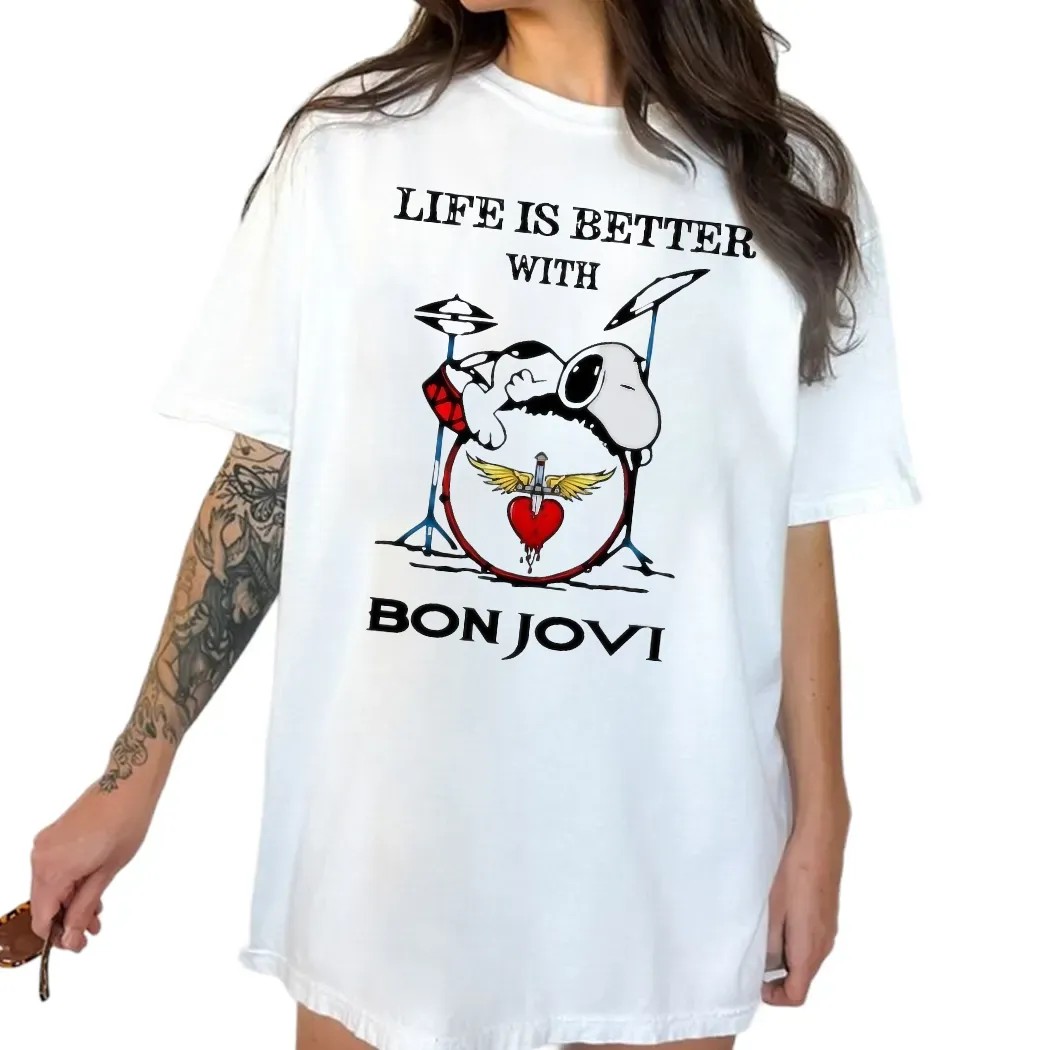 Snoopy The Peanuts Life If Better With Bon Jovi T Shirt