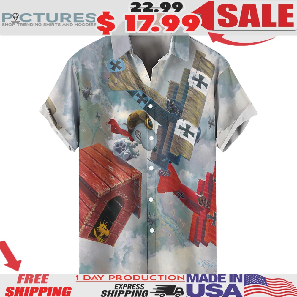 Snoopy World War I Flying Ace And Woodstock Curse You Red Baron 3D All Over Print Hawaiian T Shirt