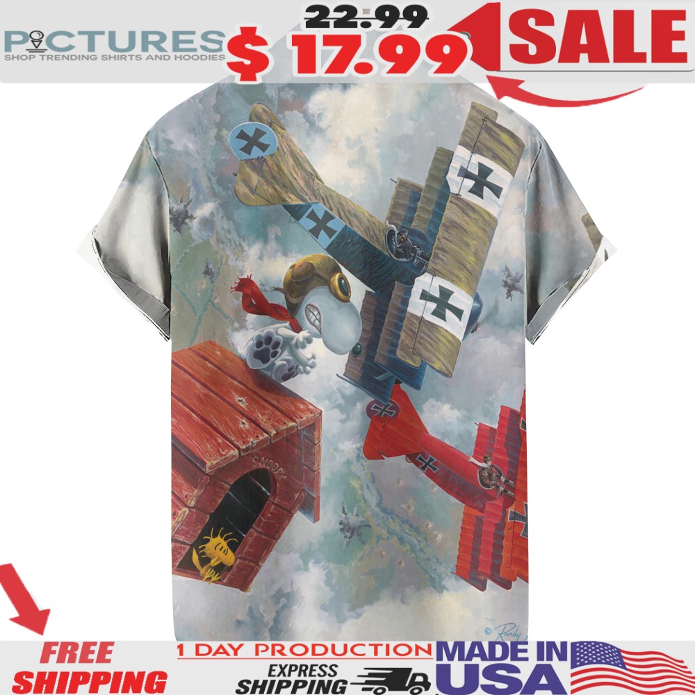 Snoopy World War I Flying Ace And Woodstock Curse You Red Baron 3D All Over Print Hawaiian T Shirt Snoopy World War I Flying Ace And Woodstock Curse You Red Baron 3D All Over Print Hawaiian T Shirt