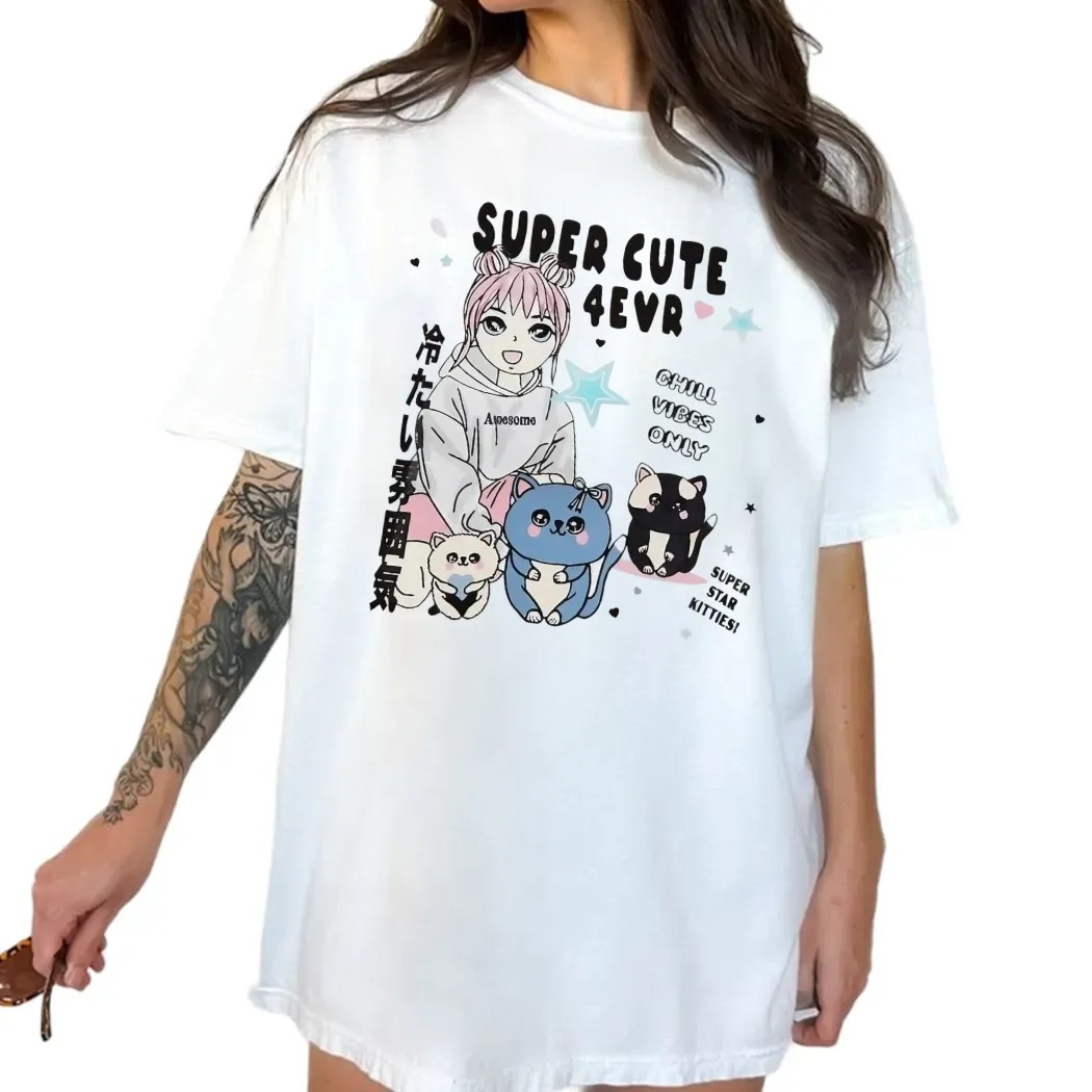 Super Cute 4evr Chill Vibes Only Super Star Kitties T Shirt