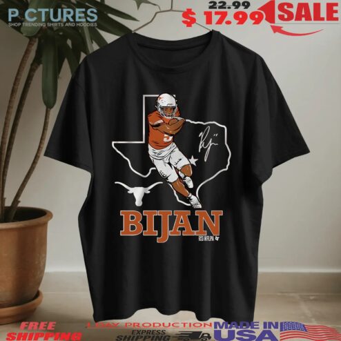 Texas Longhorn Football Bijan Robinson State Outline Map T Shirt