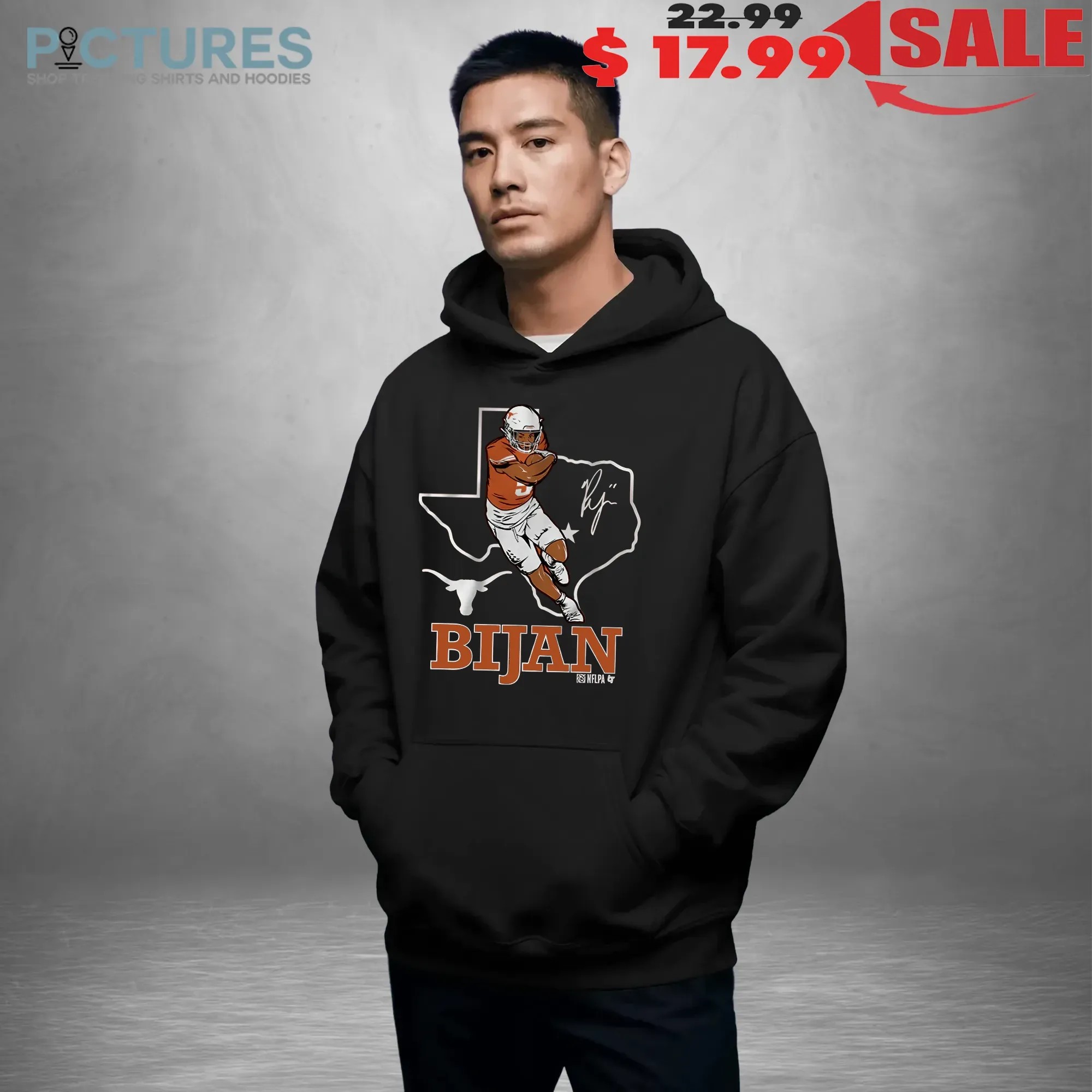 Texas Longhorn Football Bijan Robinson State Outline Map T Shirt
