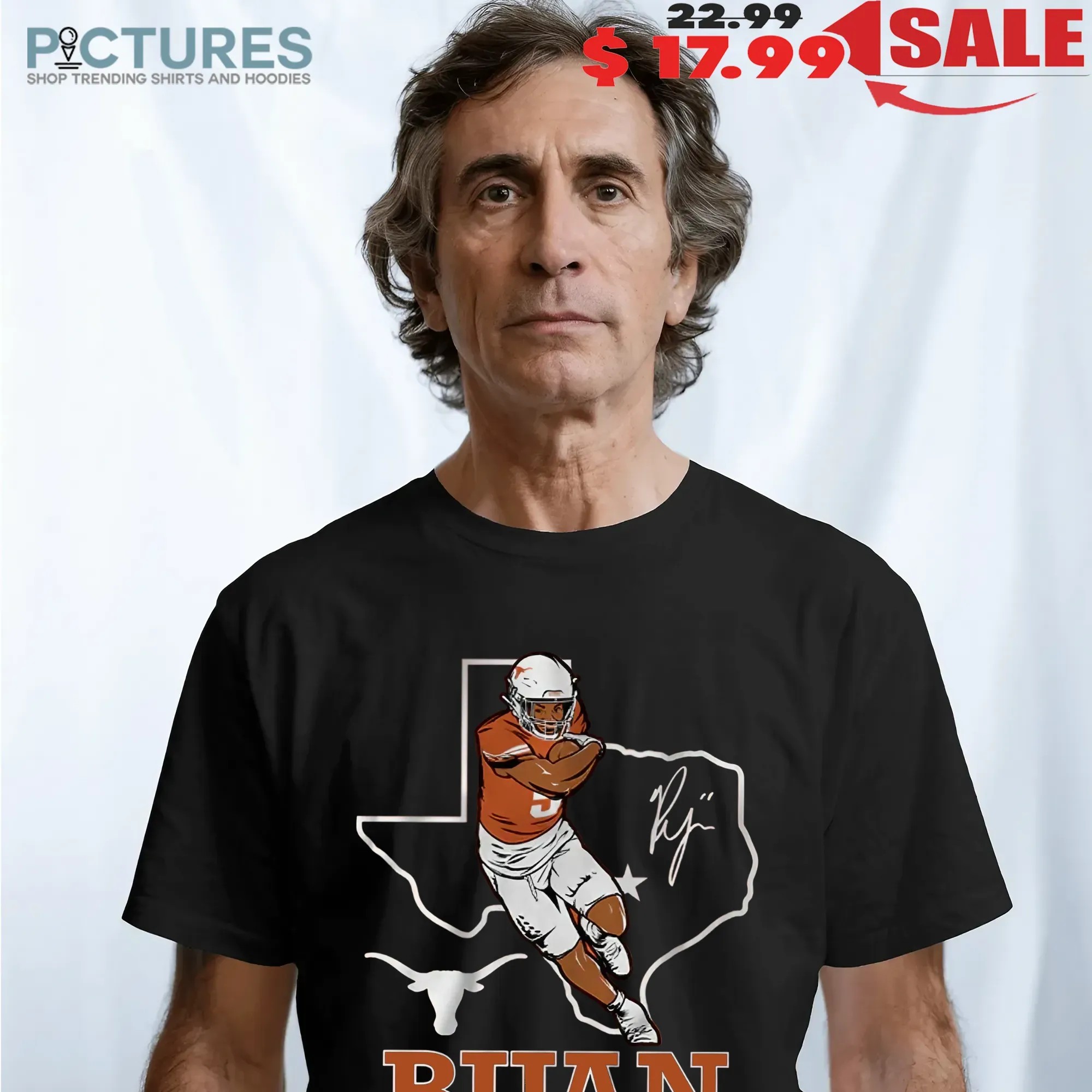 Texas Longhorn Football Bijan Robinson State Outline Map T Shirt