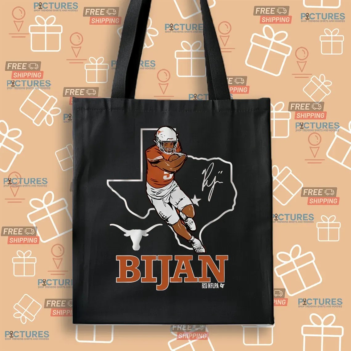 Texas Longhorn Football Bijan Robinson State Outline Map T Shirt