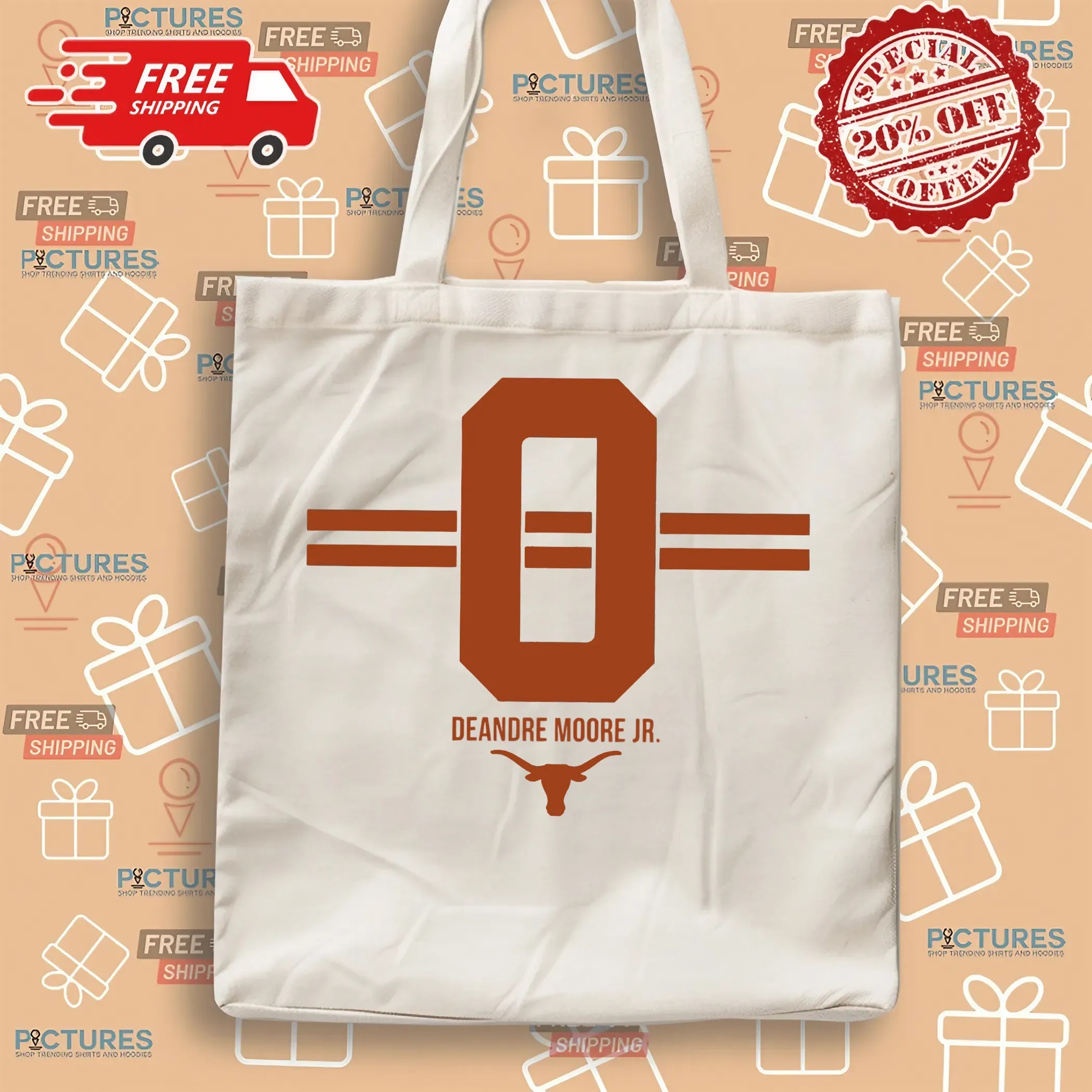 Texas Longhorn Football DeAndre Moore Jr 0 Stripe T Shirt