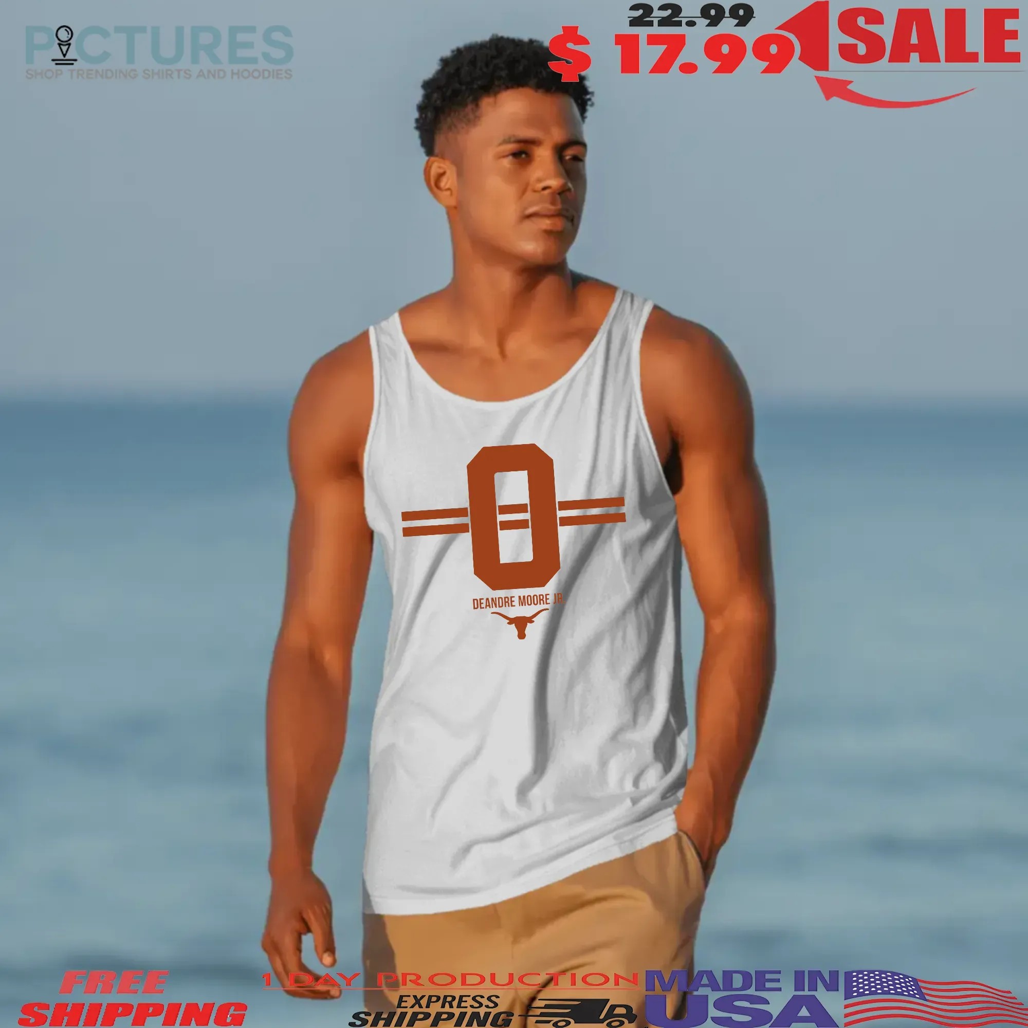 Texas Longhorn Football DeAndre Moore Jr 0 Stripe T Shirt