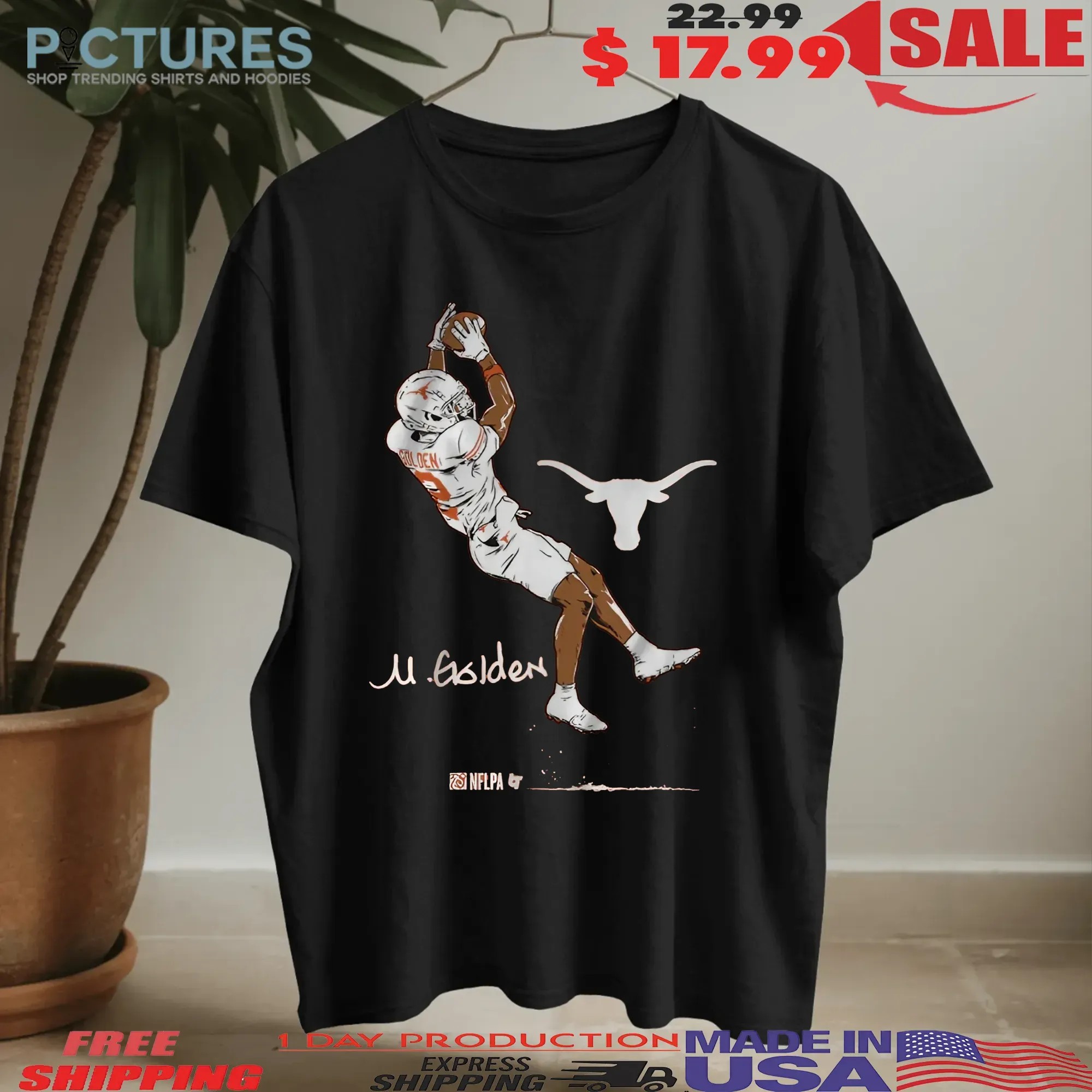 Texas Longhorn Football Matthew Golden Superstar Pose T Shirt