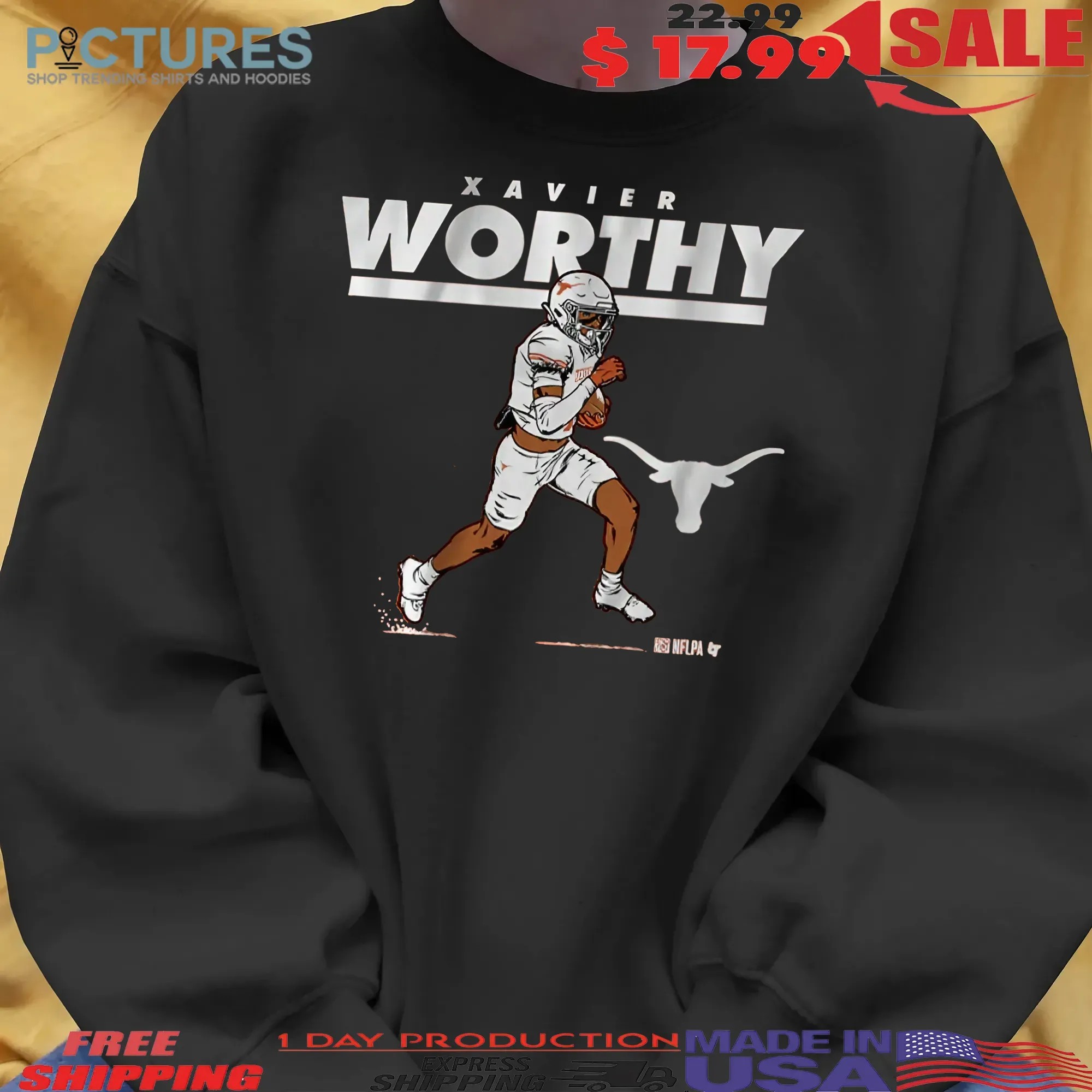 Texas Longhorn Football Xavier Worthy Superstar Pose T Shirt