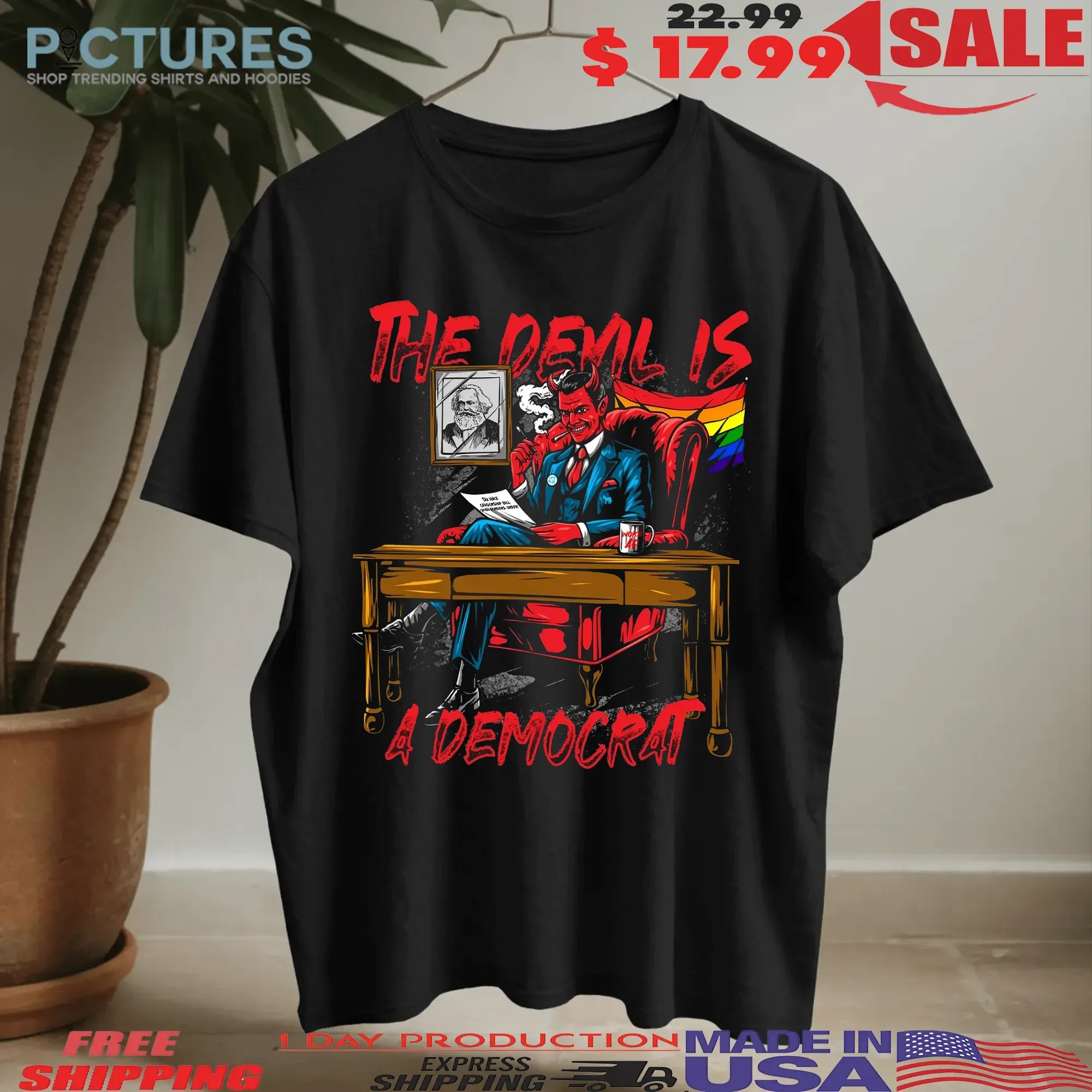 The Devil Is a Democrat LGBTQ Flag Graphic T Shirt
