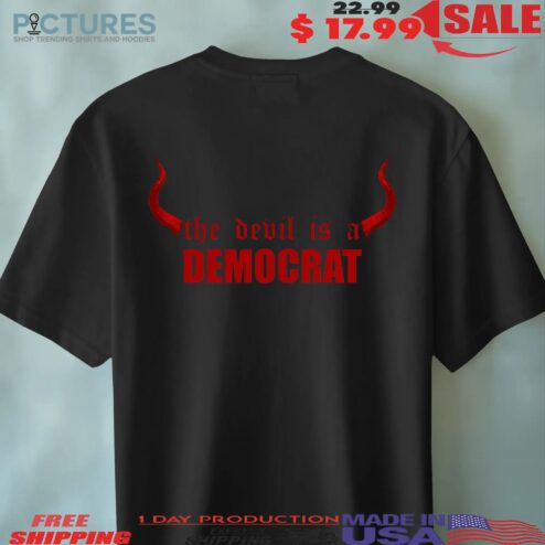 The Devil is a Democrat Devil Horns T Shirt