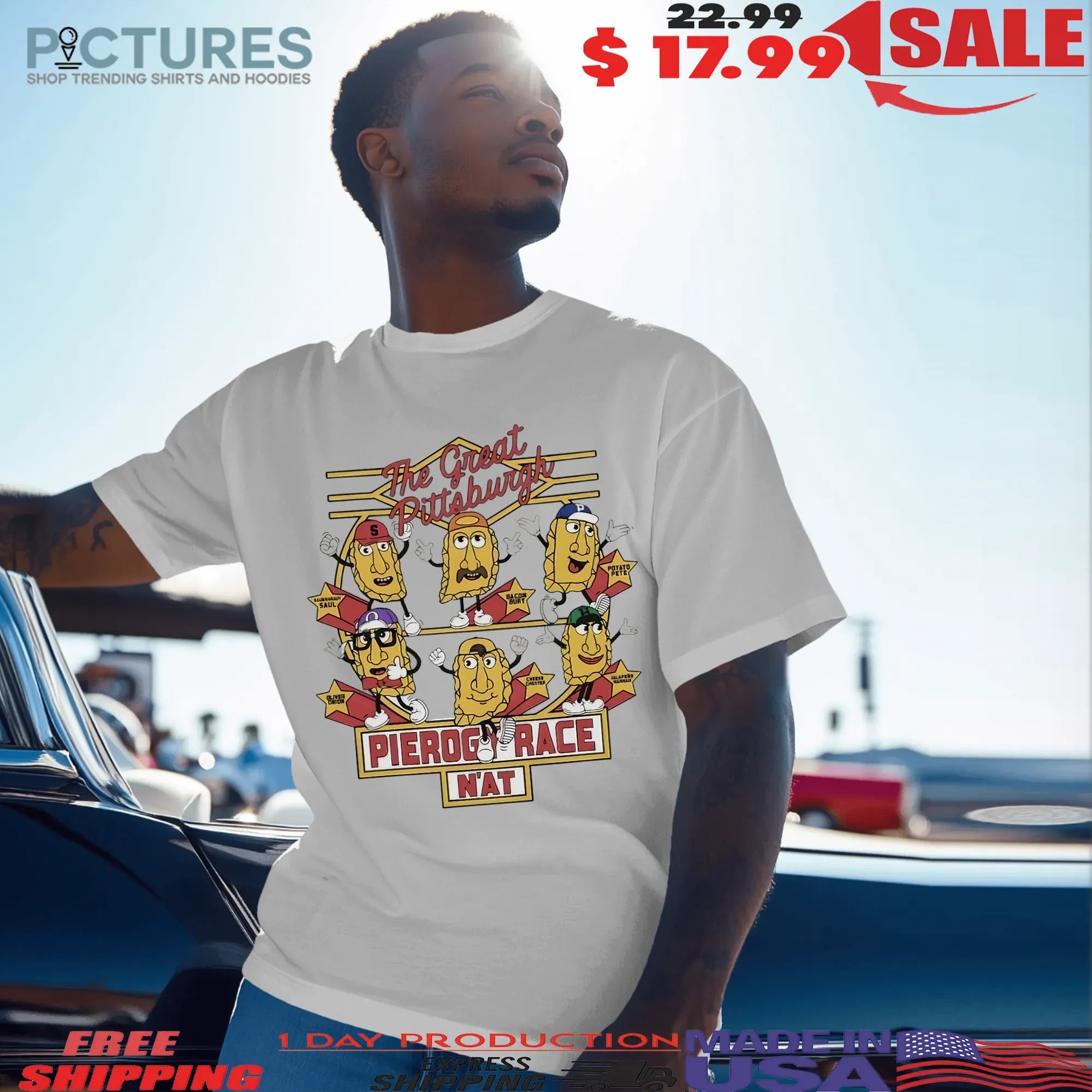 The Great Pittsburgh Pirates Pierogy Race N'at Cartoon T Shirt