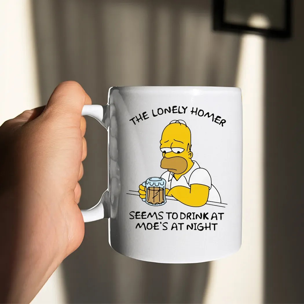 The Lonely Homer Simpson Seems To Drink At Moe's At Night T Shirt