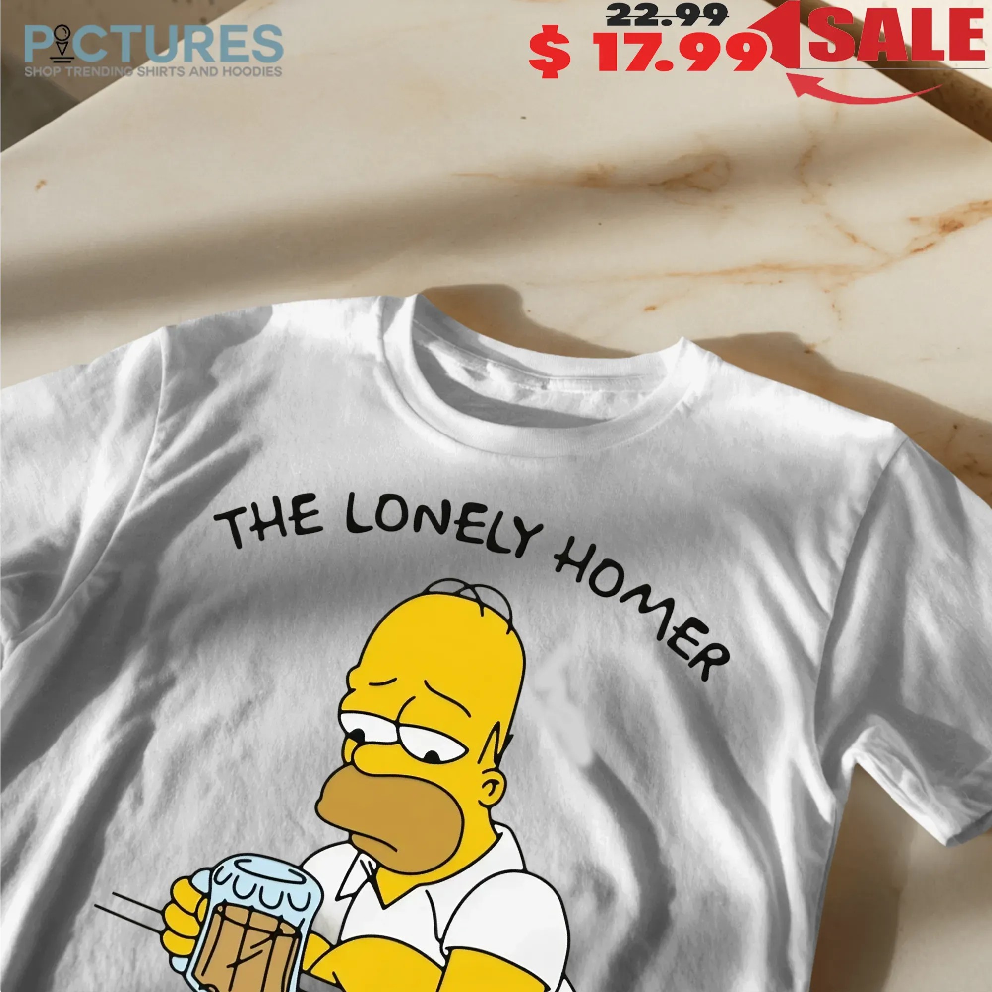 The Lonely Homer Simpson Seems To Drink At Moe's At Night T Shirt