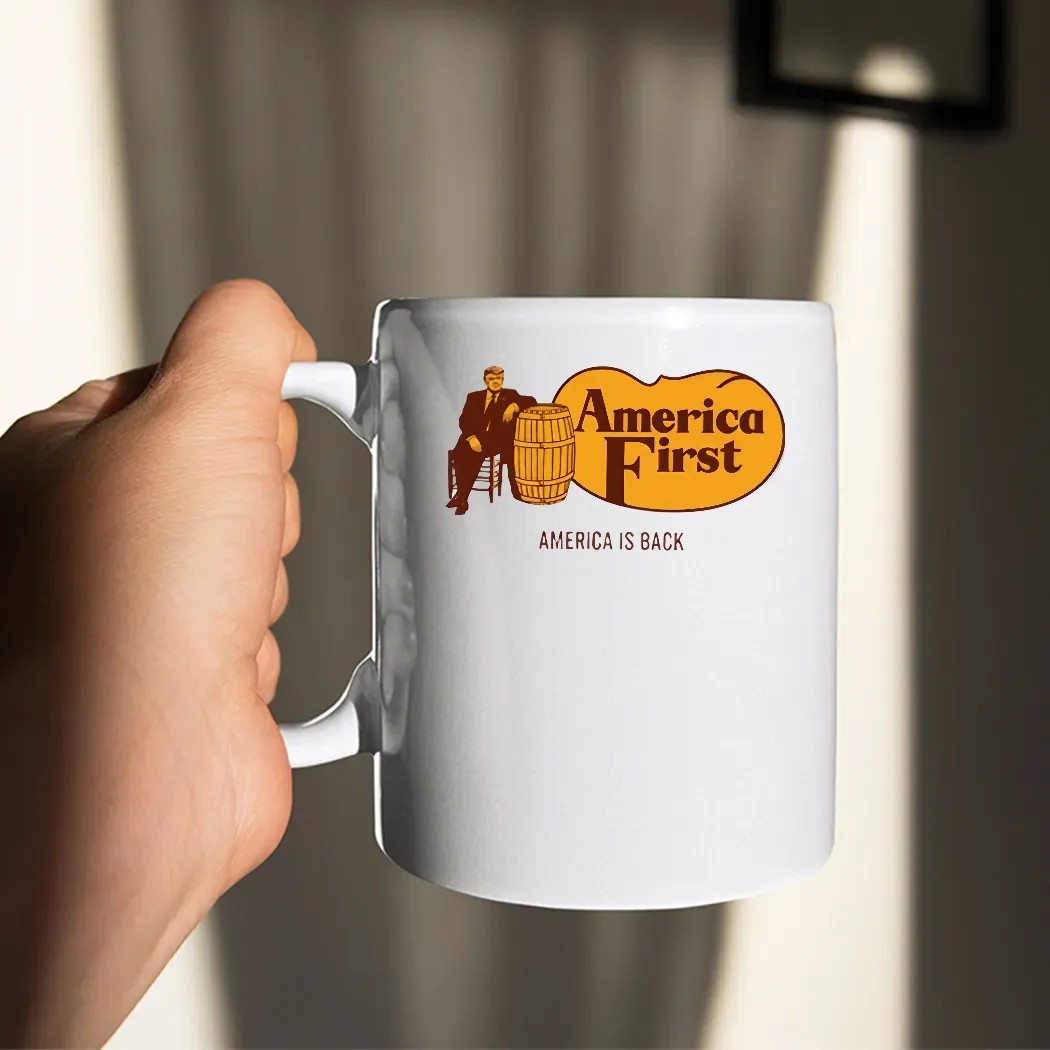 Trump America First America is Back Cracker Barrel Parody Logo T Shirt
