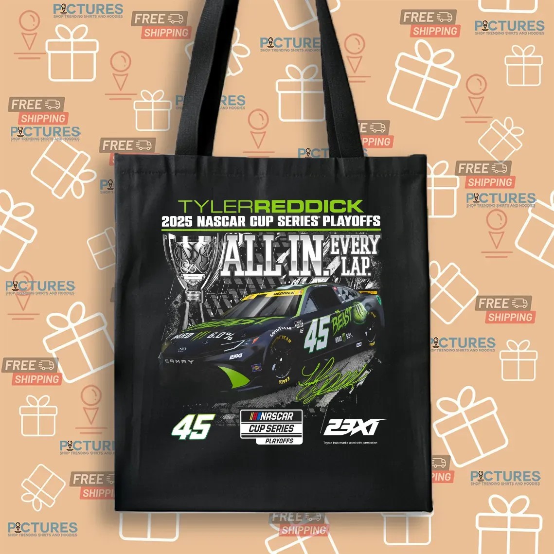 Tyler Reddick Checkered Flag Sports 2025 NASCAR Cup Series Playoffs All In Every Lap The Beast Signature T Shirt