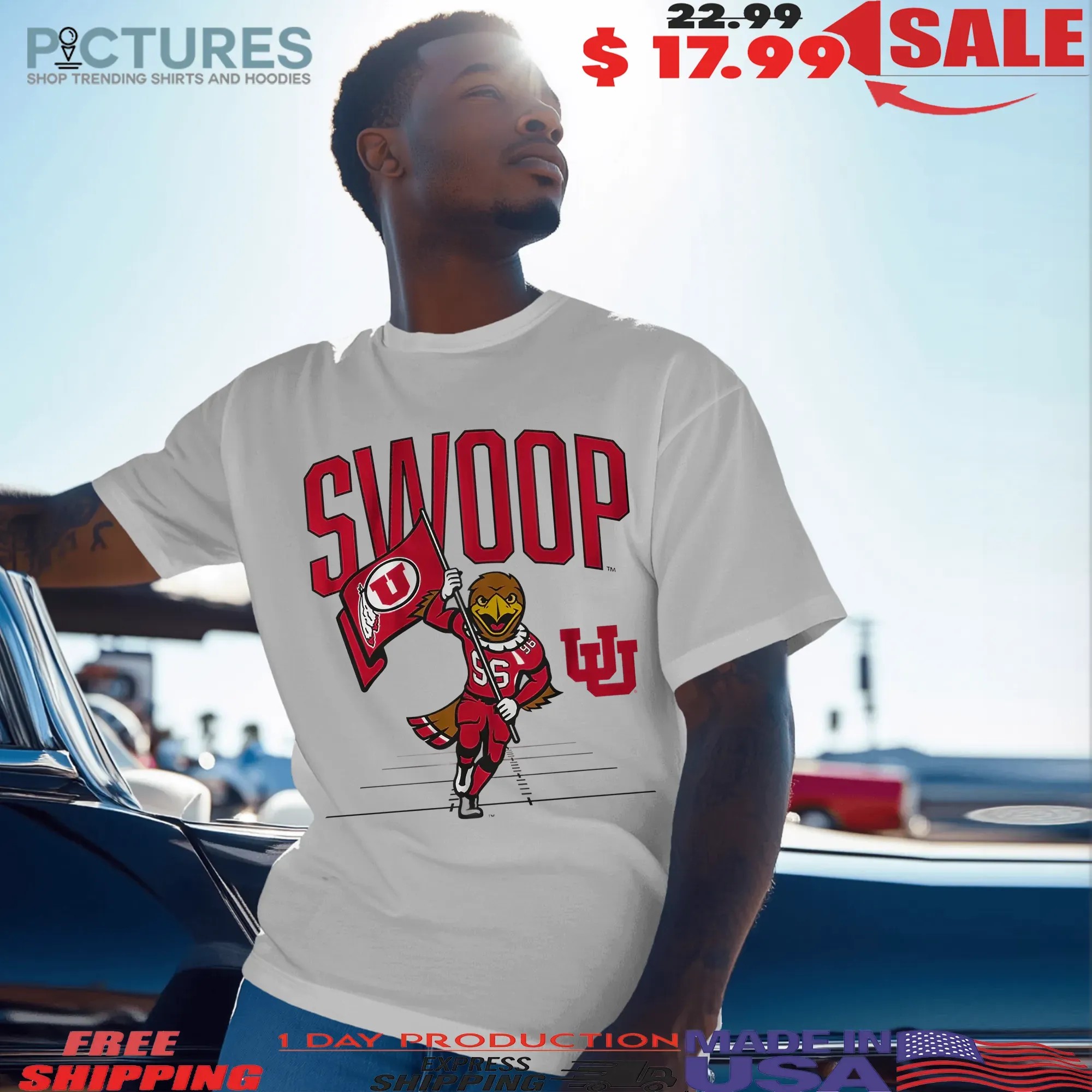 Utah Utes Football Swoop Gridiron Mascot T Shirt