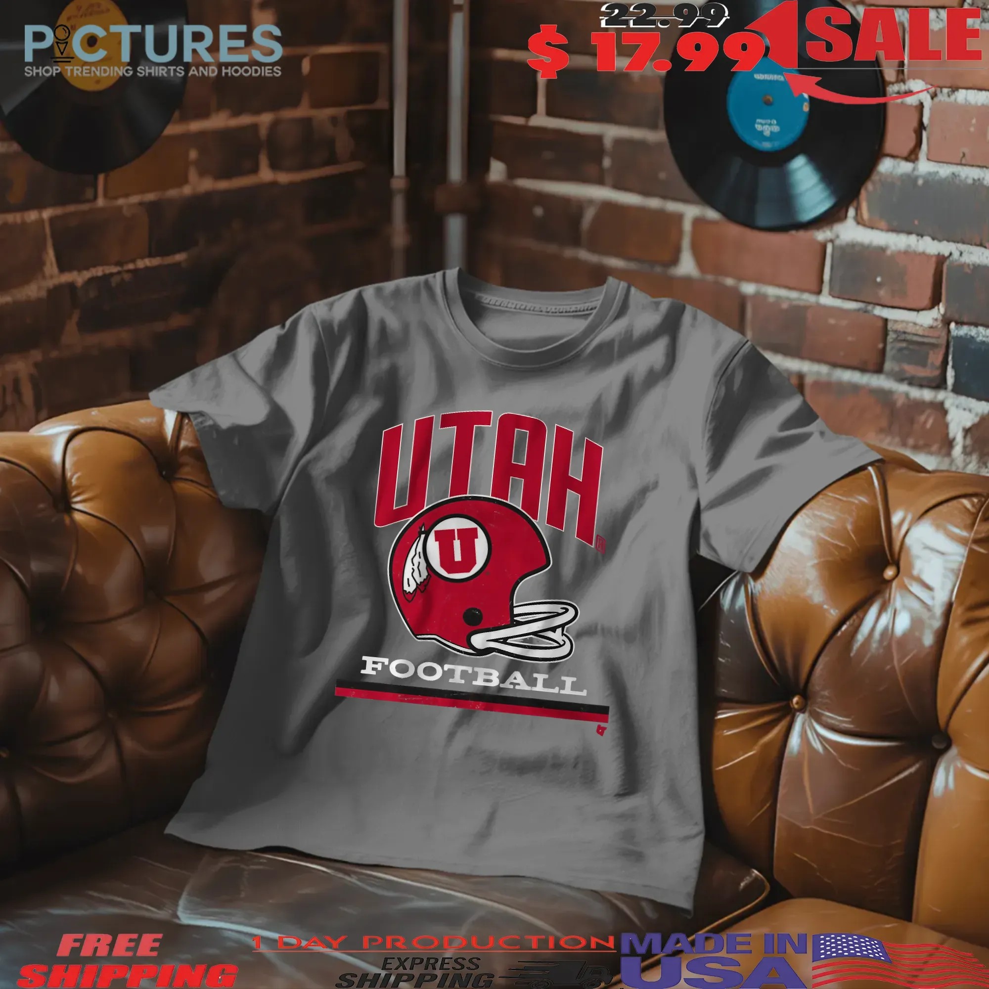 Utah Utes Football Vintage Helmet T Shirt