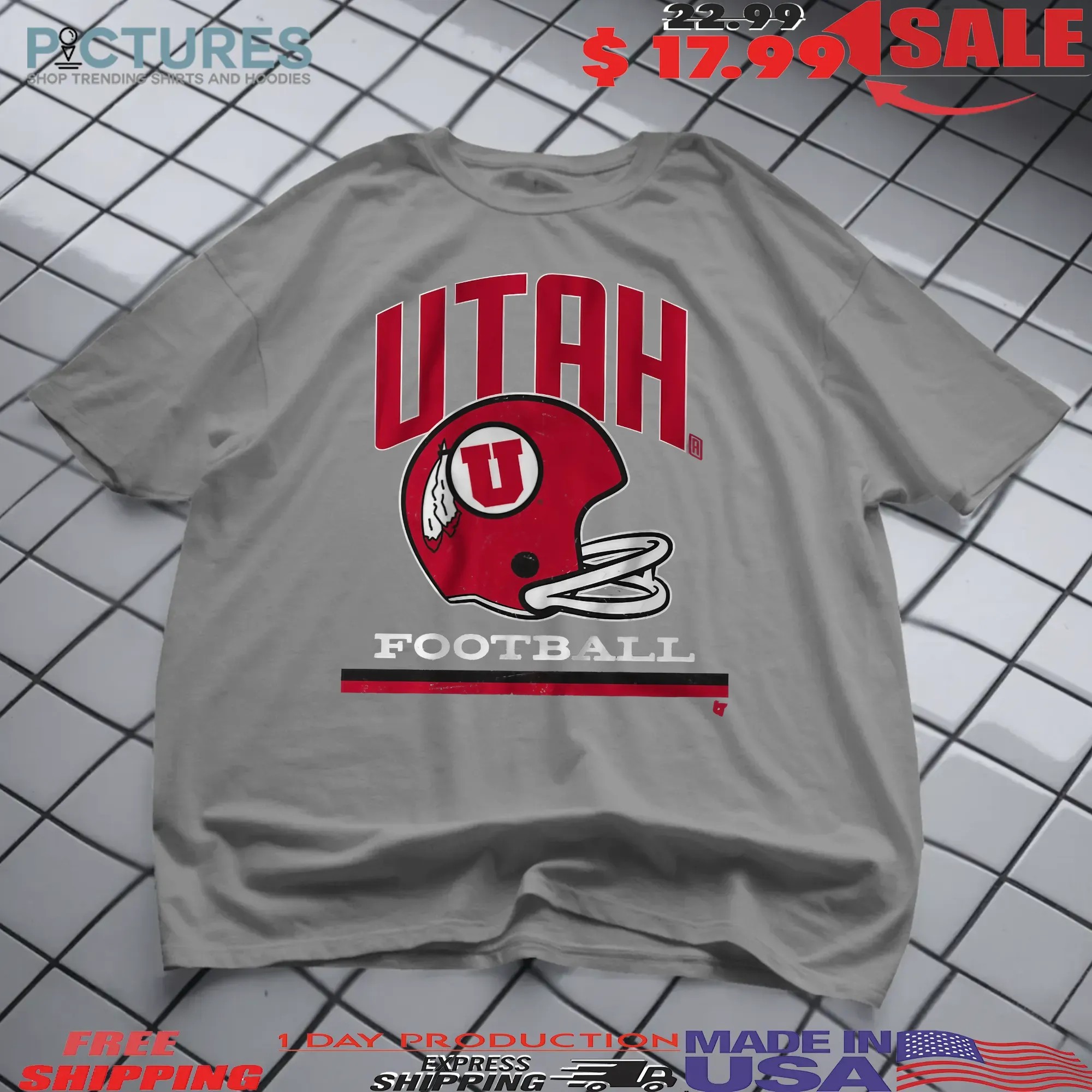Utah Utes Football Vintage Helmet T Shirt