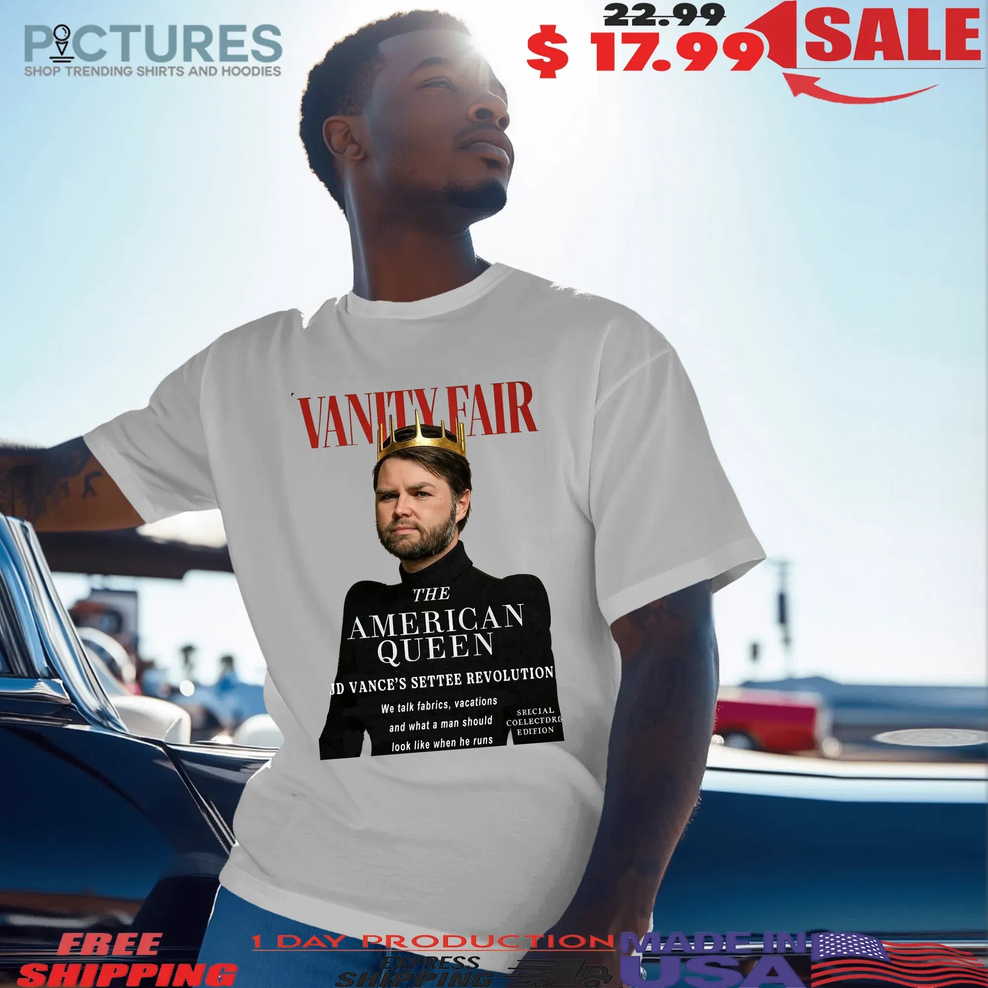 Vanity Fair The American Queen JD Vance's Settee Revolution We Talk Fabrics Vacations And What A Men Should Look Like When He Runs Meme T Shirt