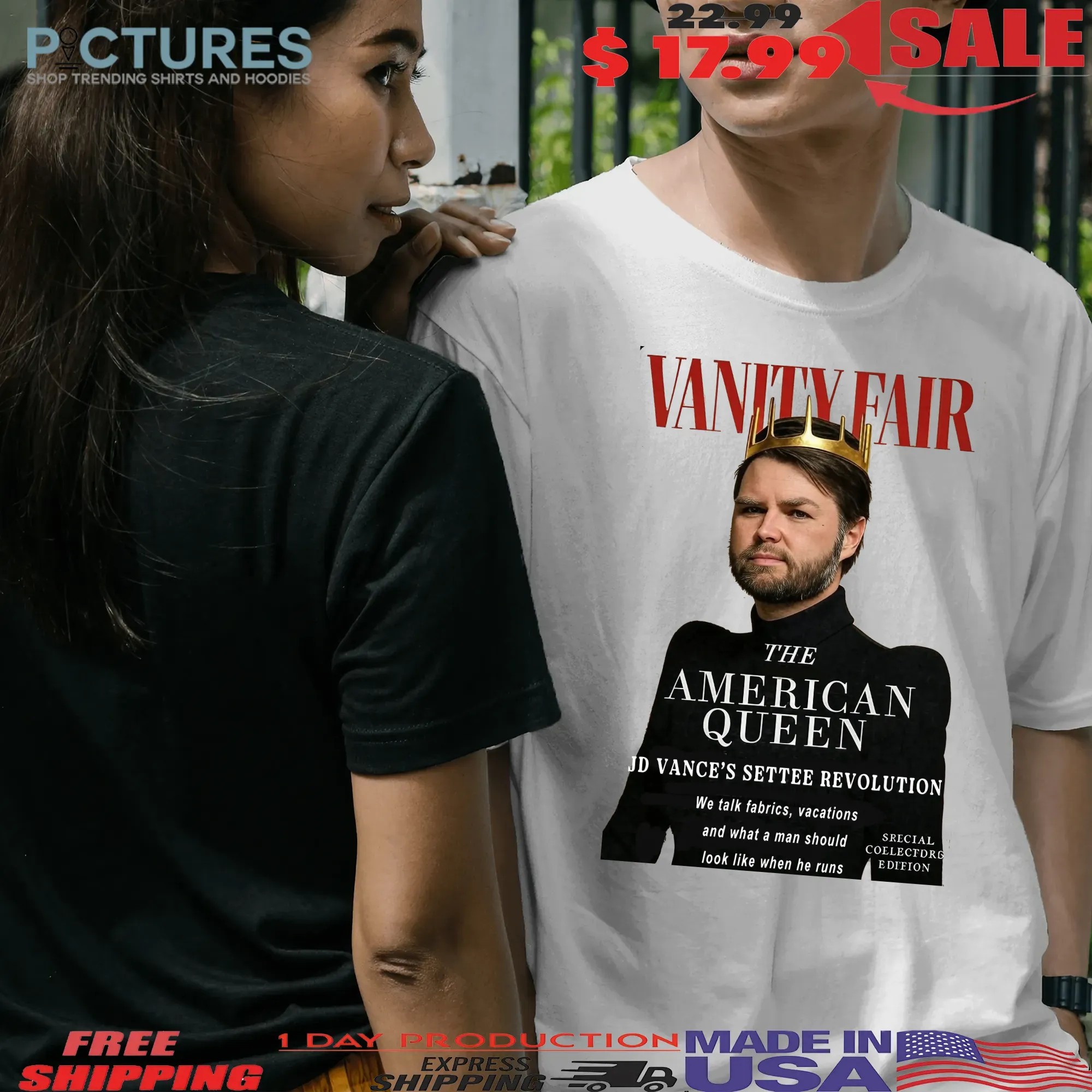 Vanity Fair The American Queen JD Vance's Settee Revolution We Talk Fabrics Vacations And What A Men Should Look Like When He Runs Meme T Shirt
