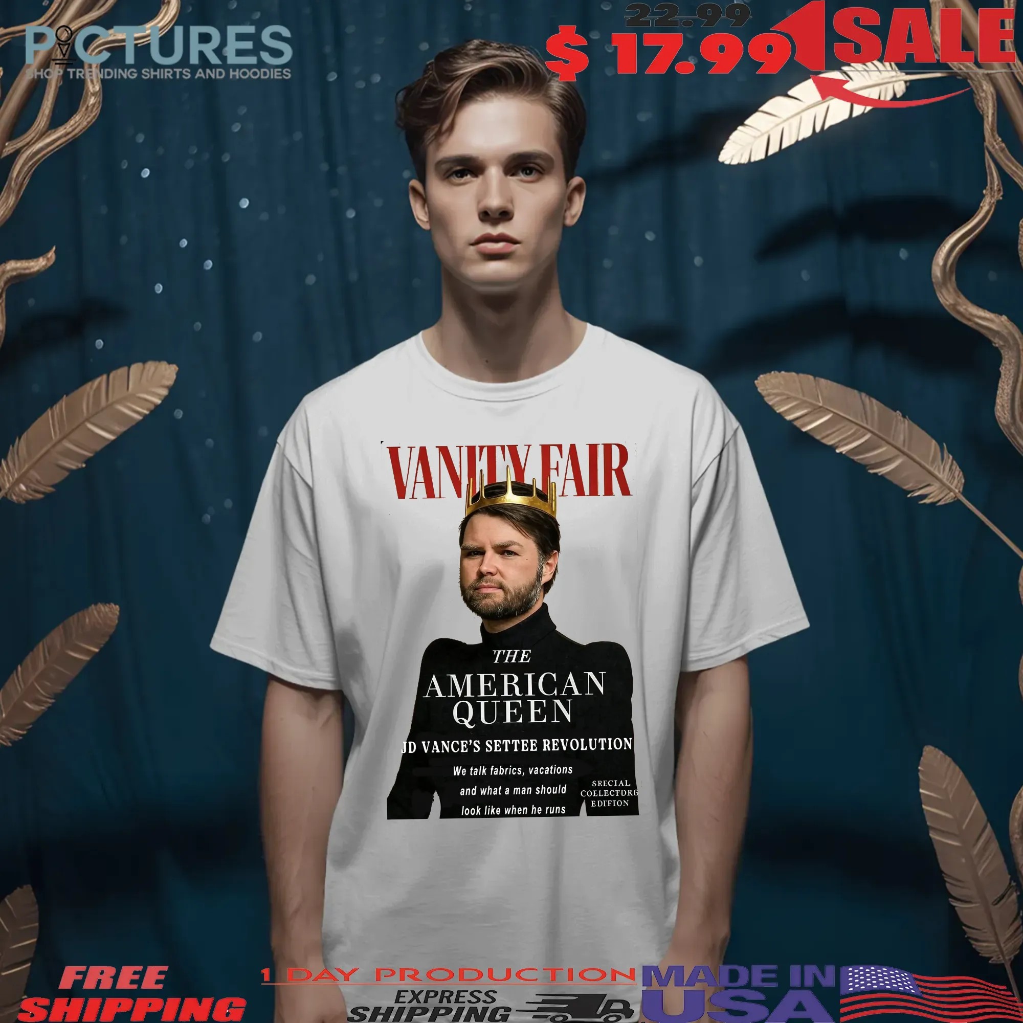 Vanity Fair The American Queen JD Vance's Settee Revolution We Talk Fabrics Vacations And What A Men Should Look Like When He Runs Meme T Shirt