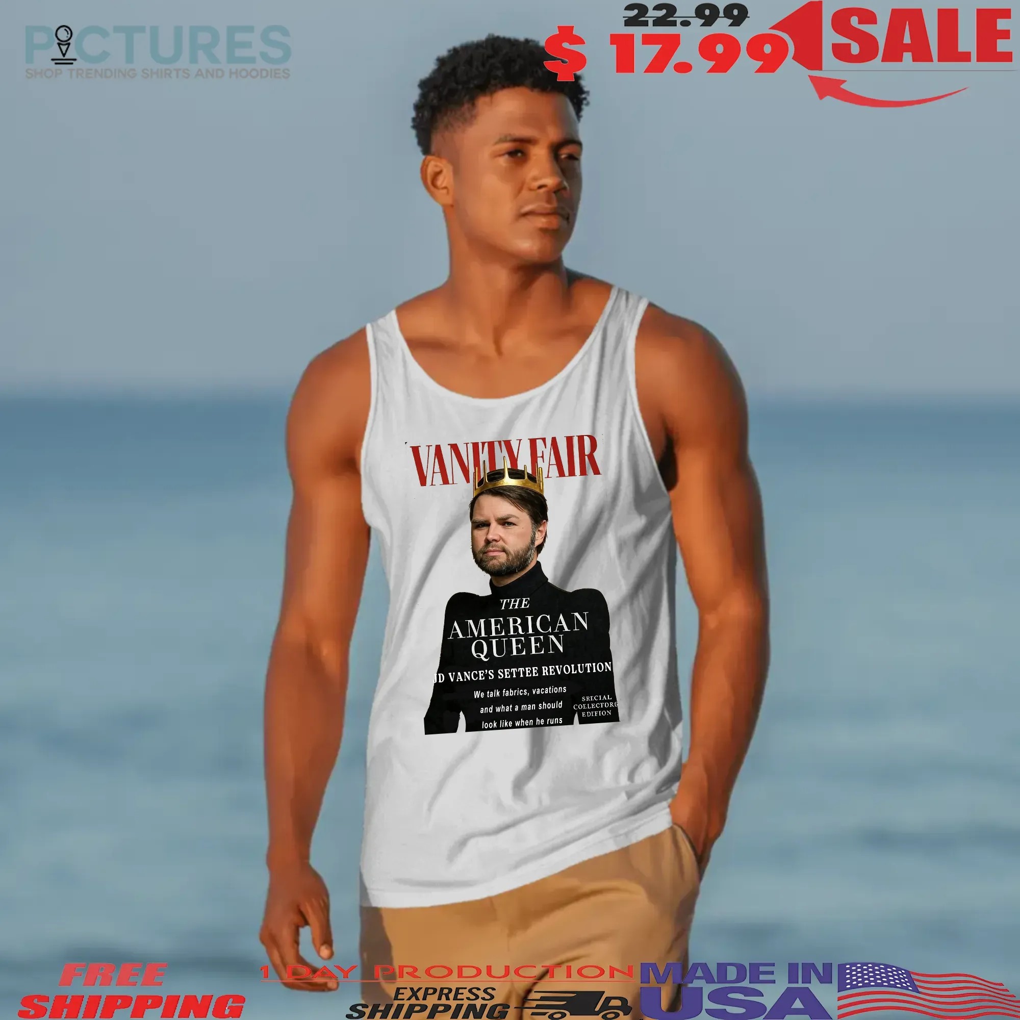 Vanity Fair The American Queen JD Vance's Settee Revolution We Talk Fabrics Vacations And What A Men Should Look Like When He Runs Meme T Shirt