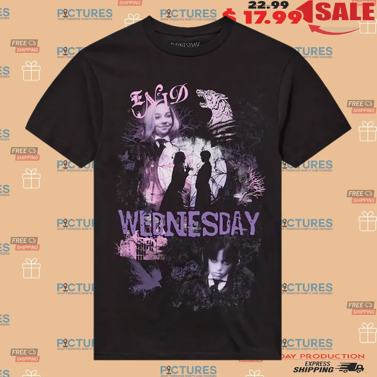 Wednesday Enid Duo Girls Horror Movie Bootleg T Shirt