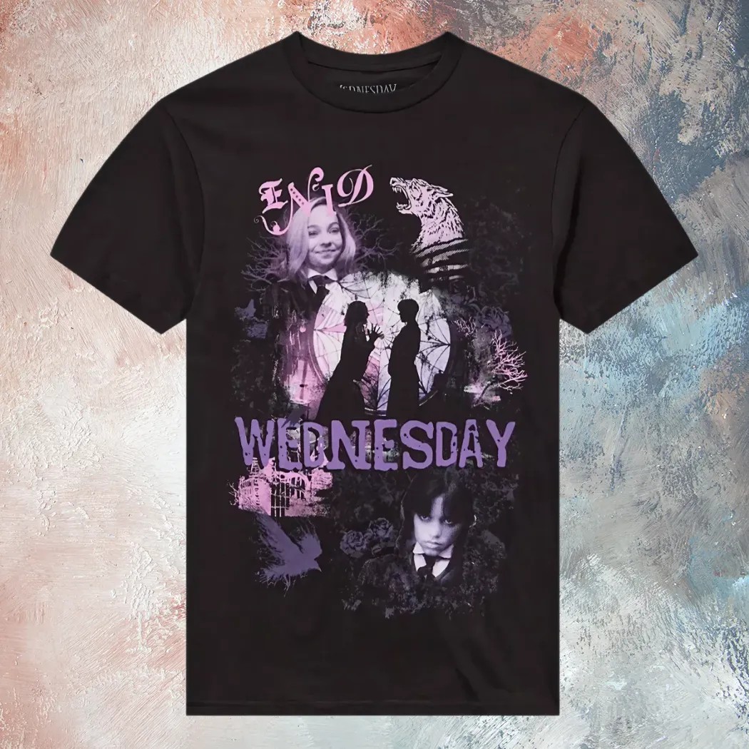 Wednesday Enid Duo Girls Horror Movie Bootleg T Shirt
