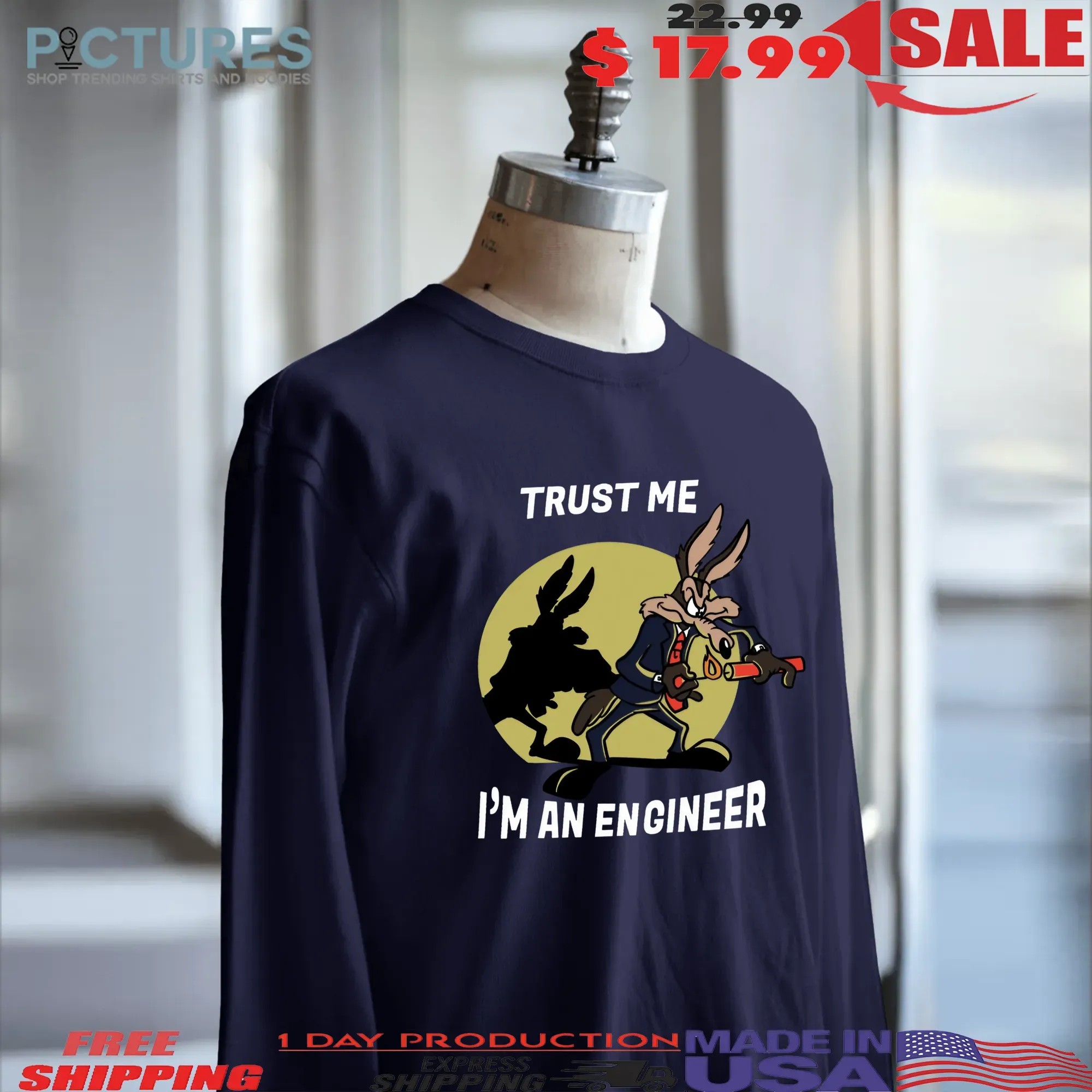 Wile E Coyote Trust Me I'm An Engineer Cartoon Meme T Shirt