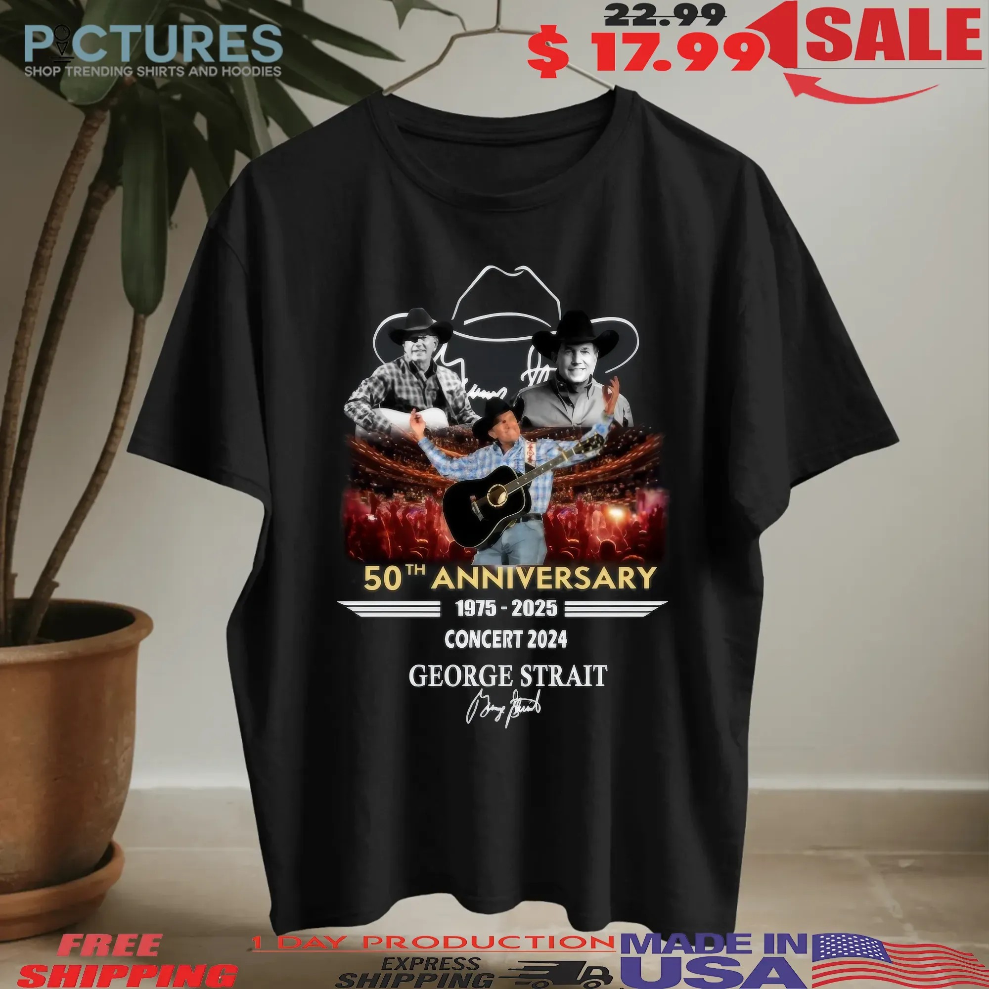 50th Anniversary 1975-2025 Concert 2024 George Strait Signature T Shirt