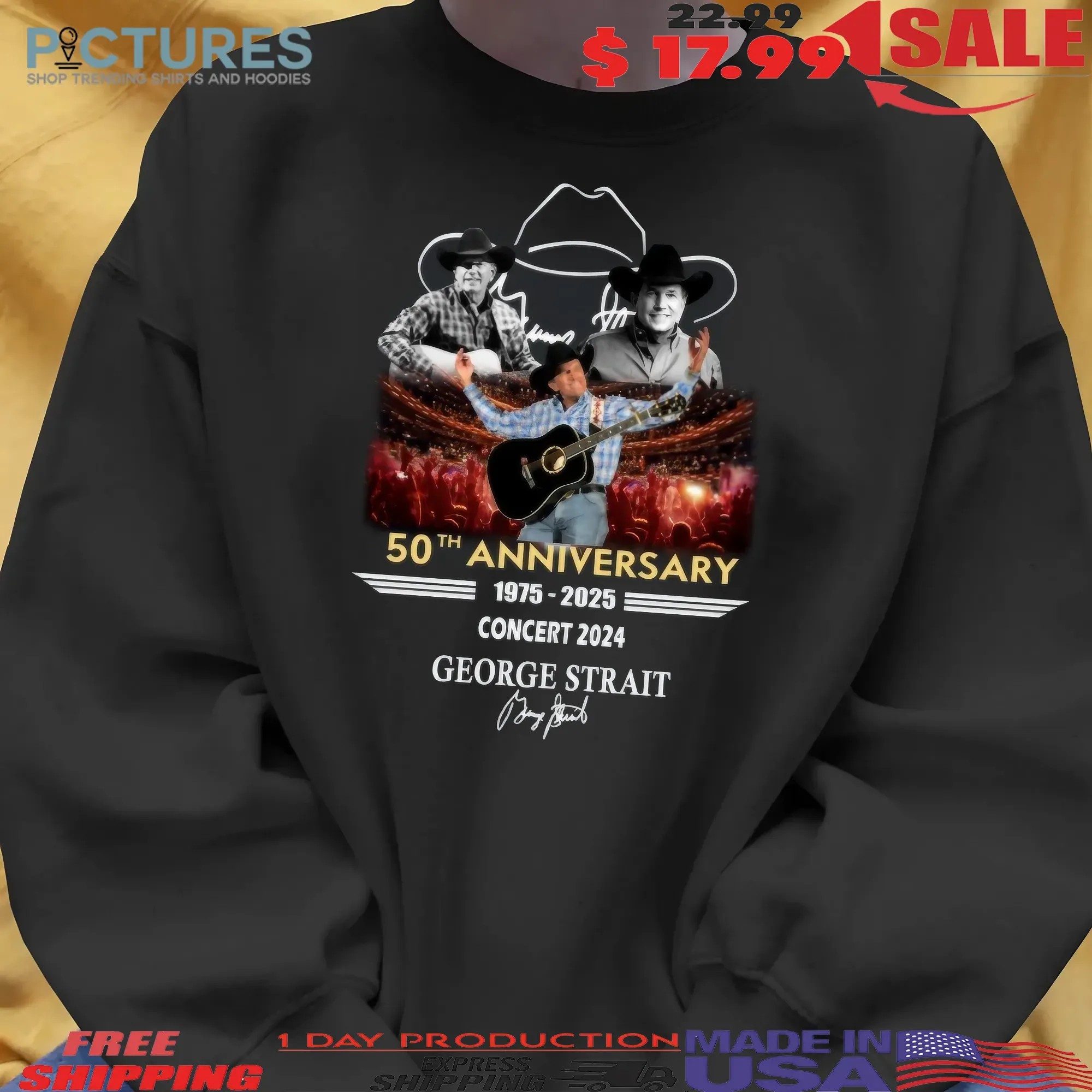 50th Anniversary 1975-2025 Concert 2024 George Strait Signature T Shirt