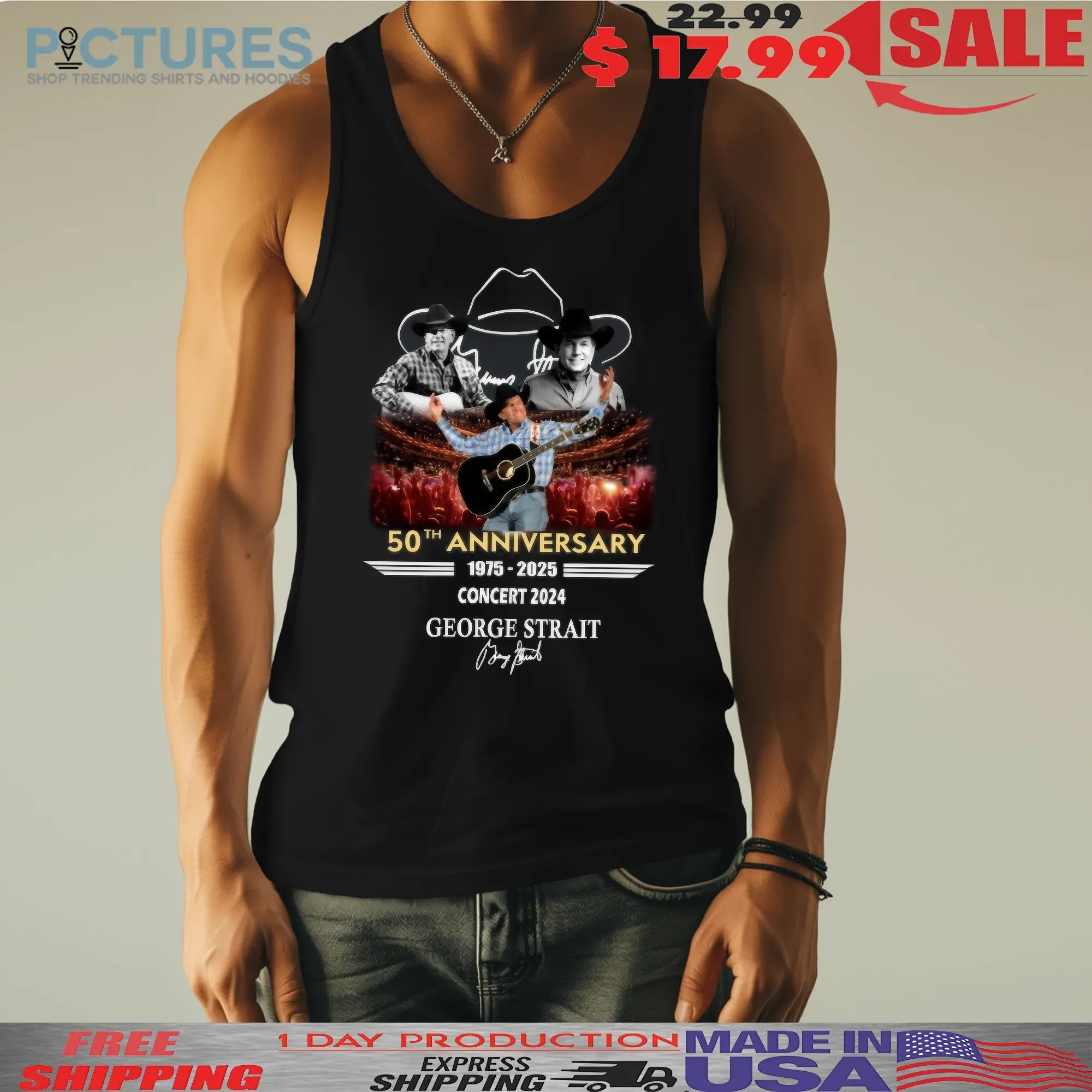 50th Anniversary 1975-2025 Concert 2024 George Strait Signature T Shirt