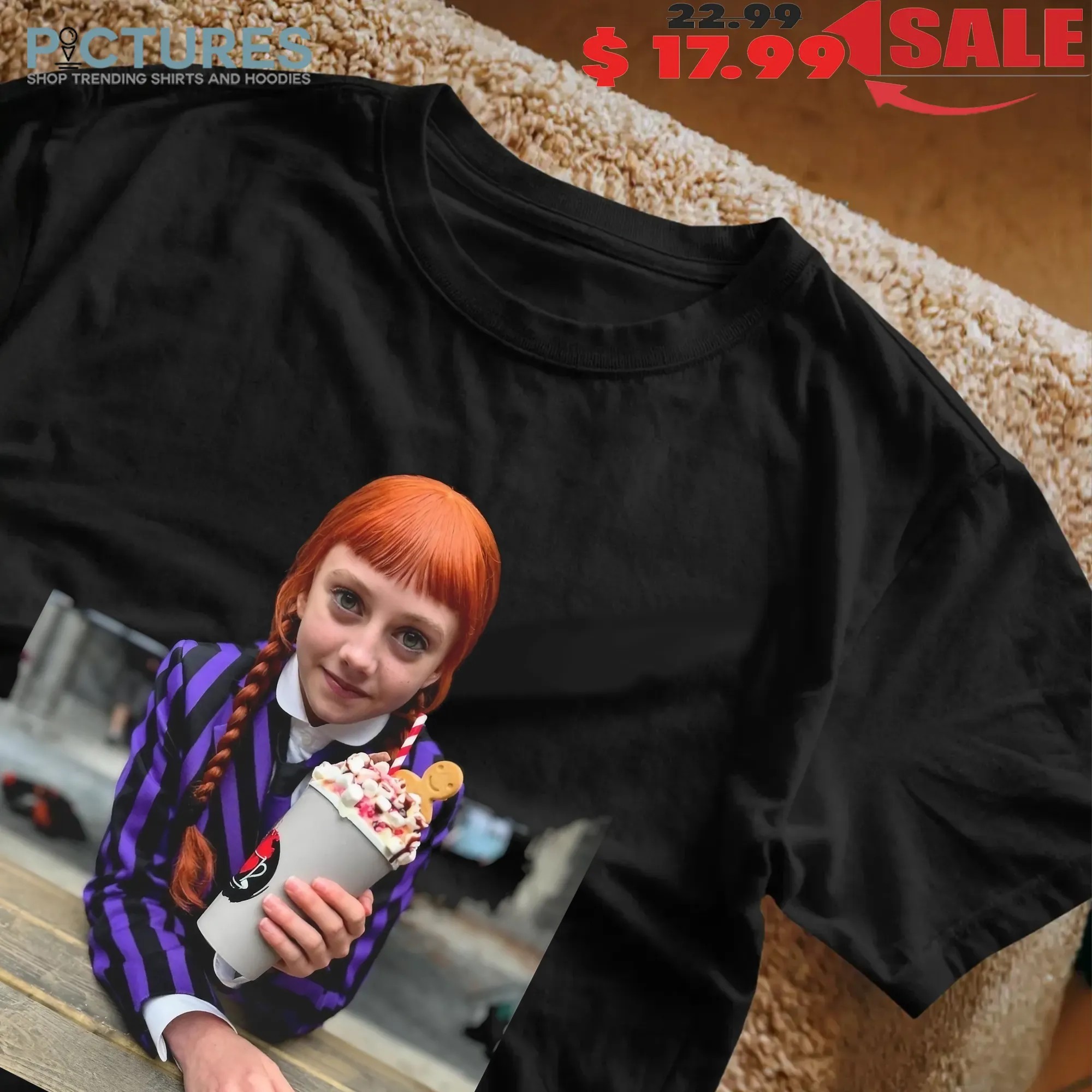 Agnes Demille Wednesday Season 2 Striped Purple Black Uniform Horror Halloween T Shirt