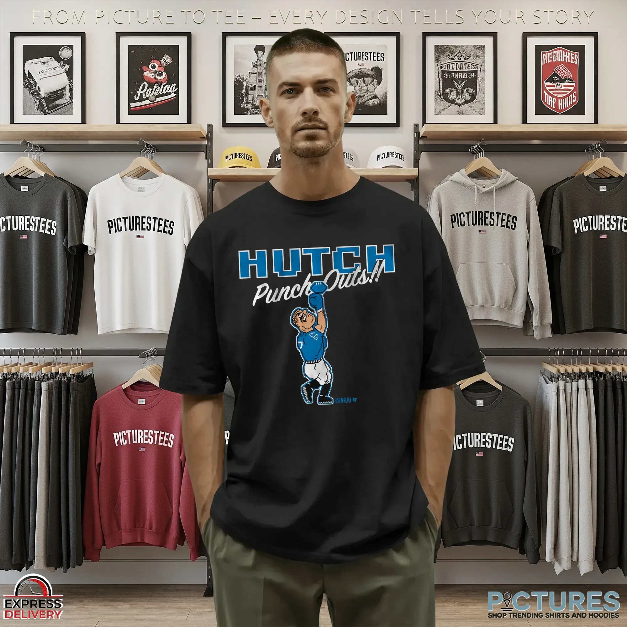 Aidan Hutchinson Punch-Outs 8-Bit Pixel T Shirt
