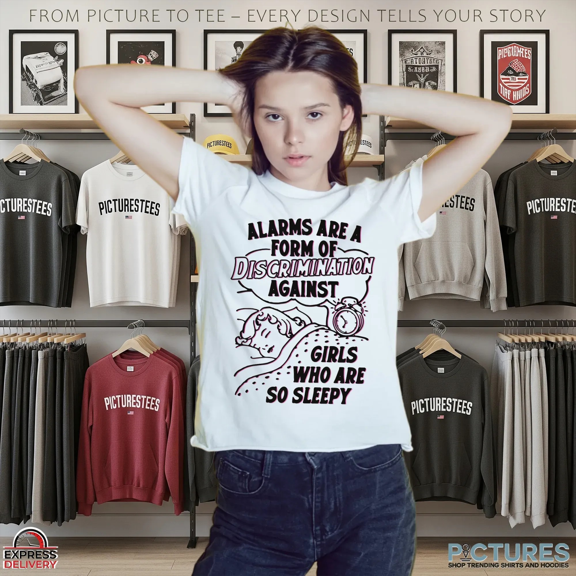 Alarms Are A Form Of Discrimination Against Girls Who Are So Sleepy Statement T Shirt