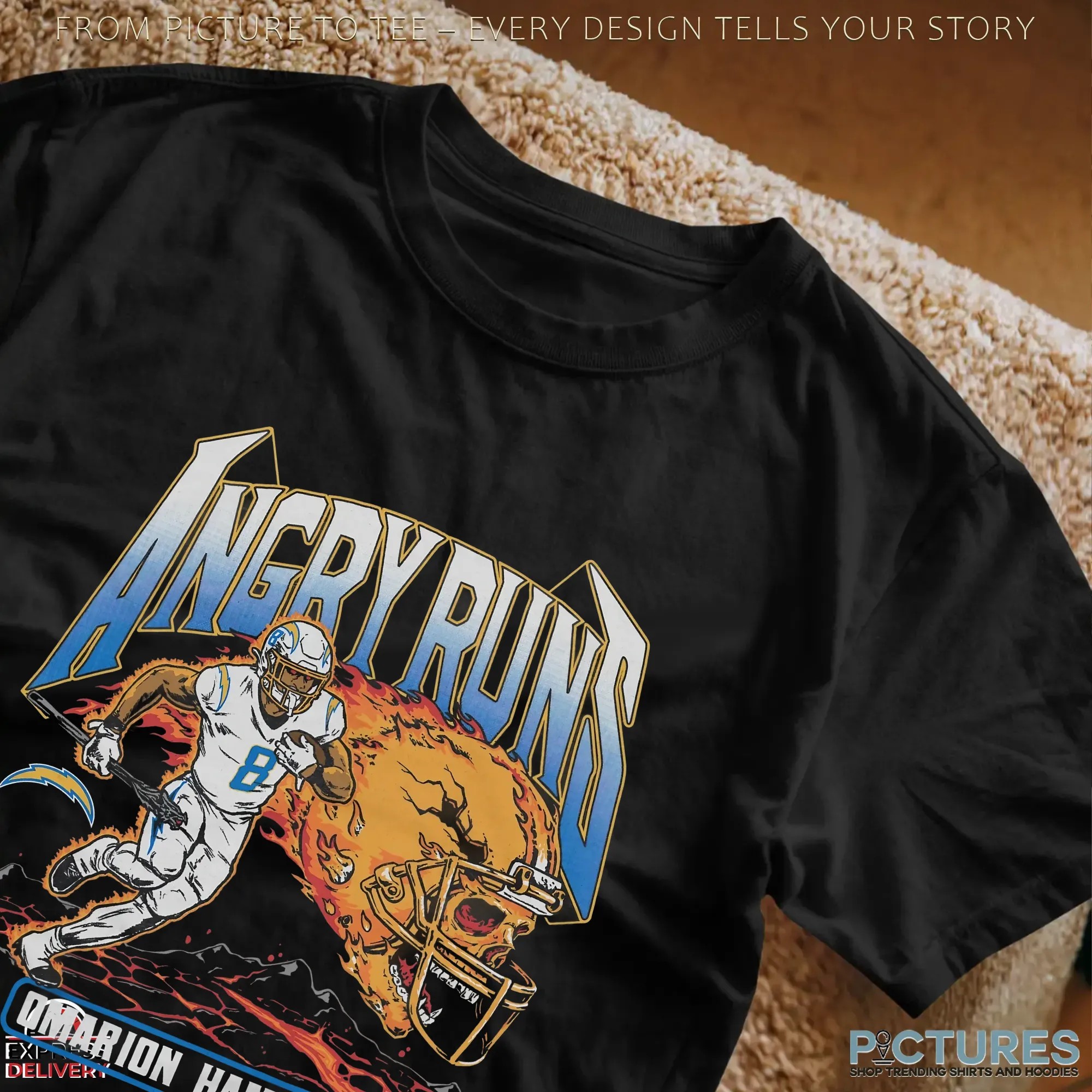 Angry Runs 2025 Angeles Chargers Omarion Hampton Football Plalyer T Shirt