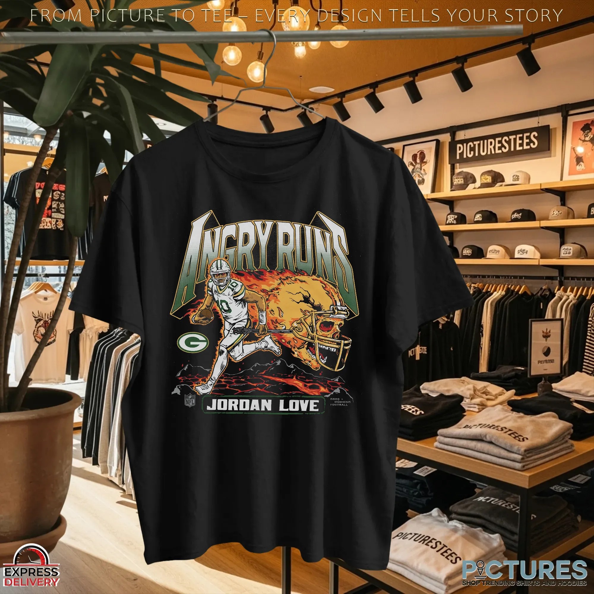 Angry Runs 2025 Green Bay Packers Jordan Love Football Player T Shirt