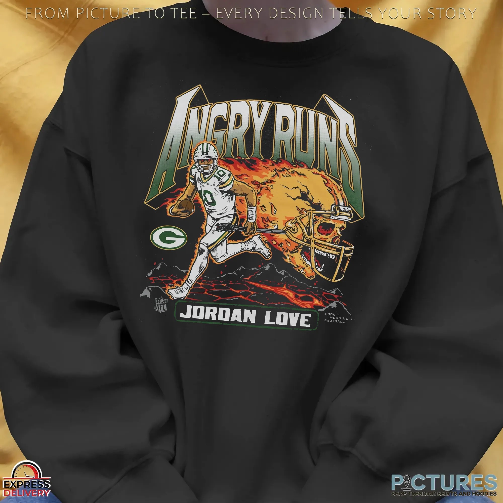 Angry Runs 2025 Green Bay Packers Jordan Love Football Player T Shirt