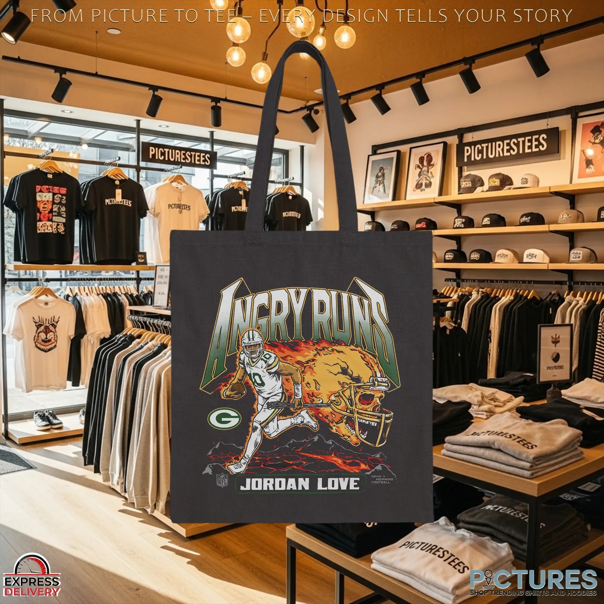 Angry Runs 2025 Green Bay Packers Jordan Love Football Player T Shirt