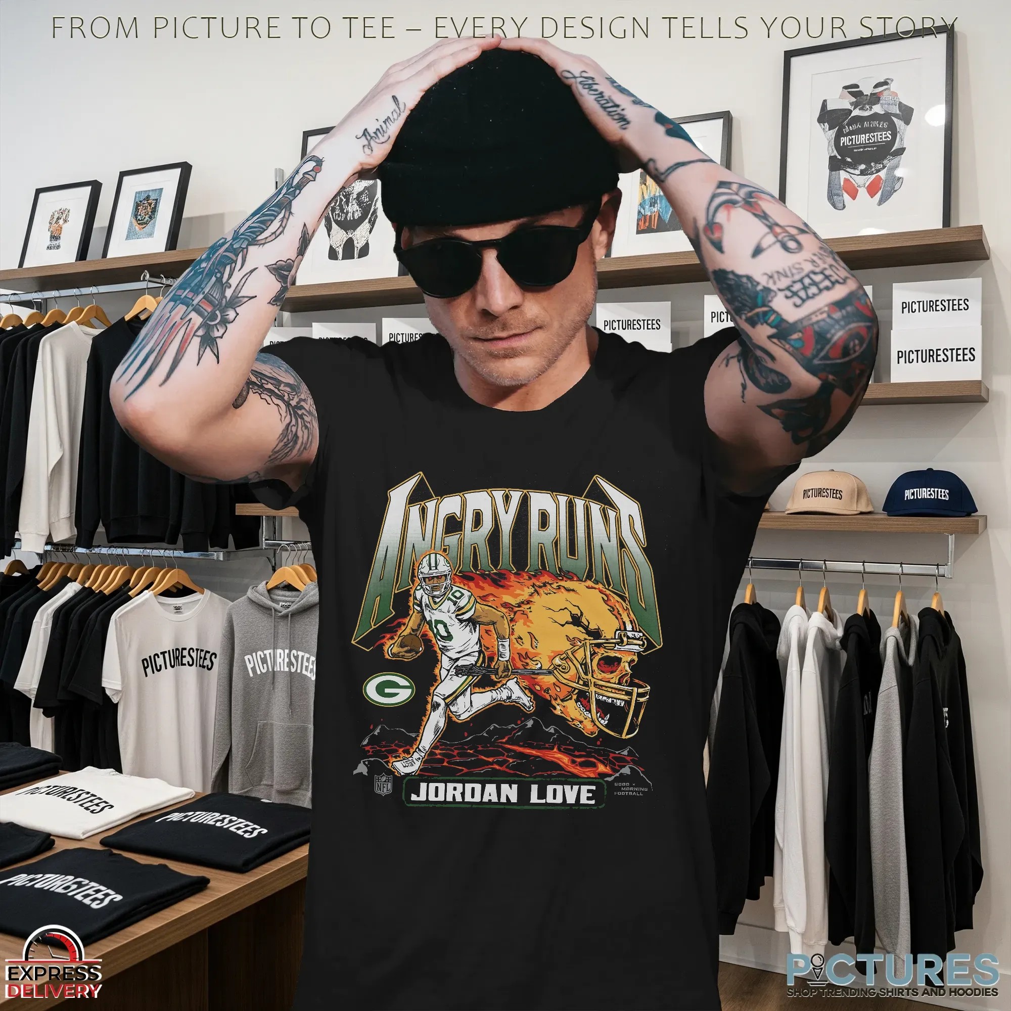 Angry Runs 2025 Green Bay Packers Jordan Love Football Player T Shirt