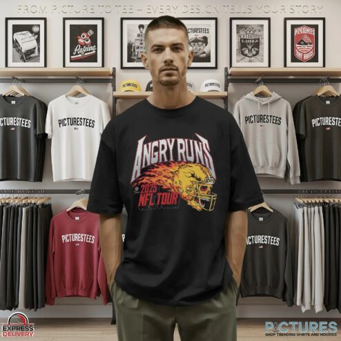 Angry Runs 2025 NFL Tour Helmet Skull T Shirt