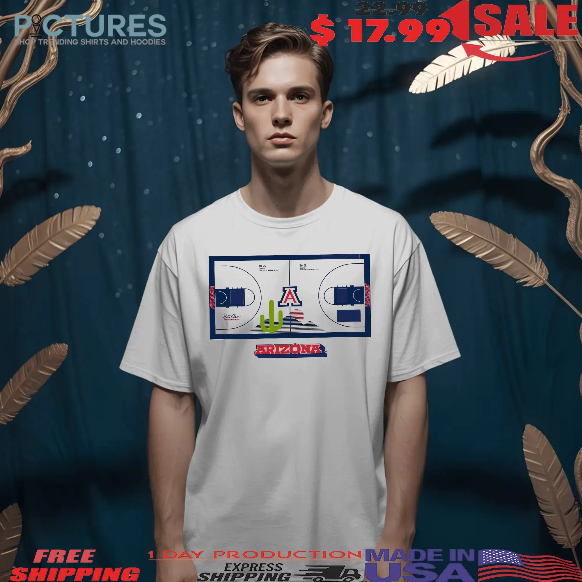 Arizona Basketball Vintage Cactus Court T Shirt