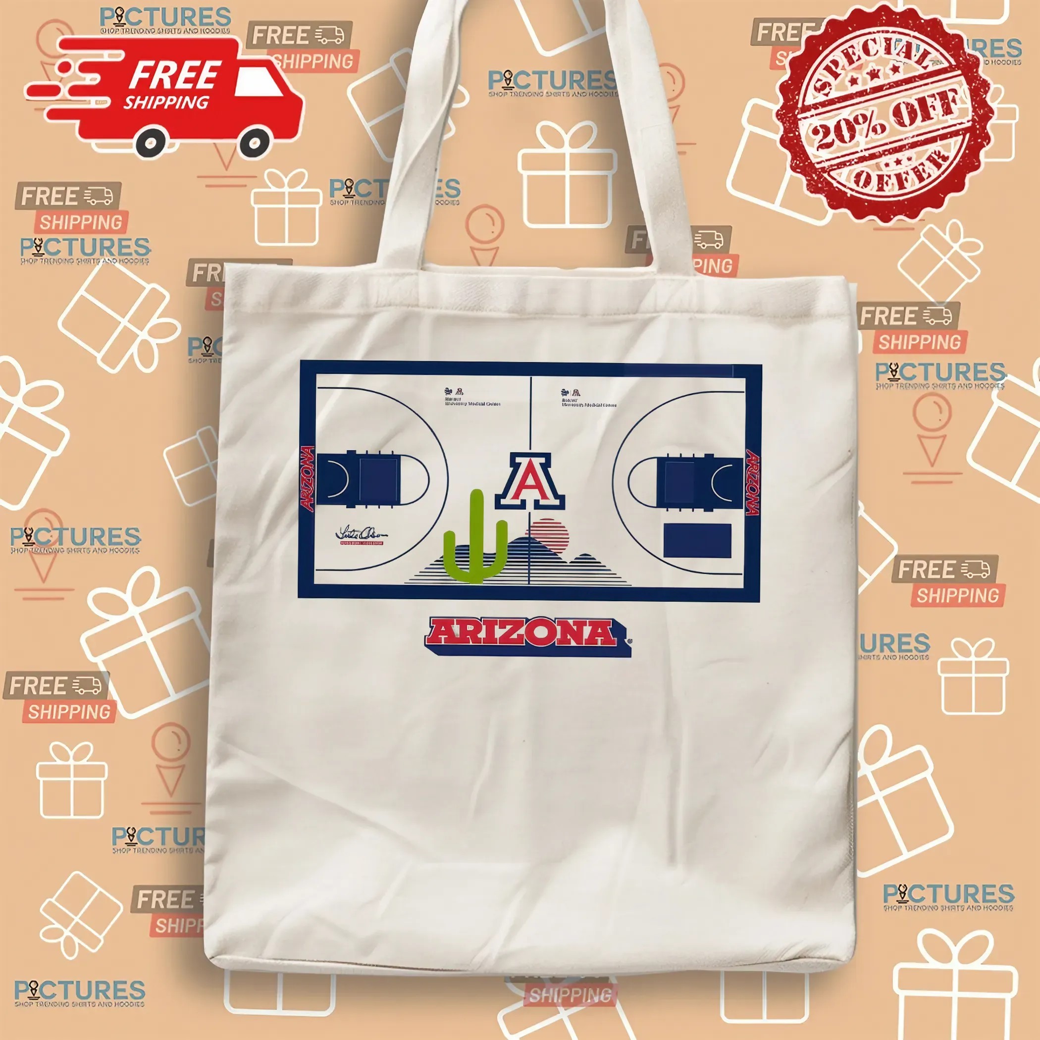 Arizona Basketball Vintage Cactus Court T Shirt