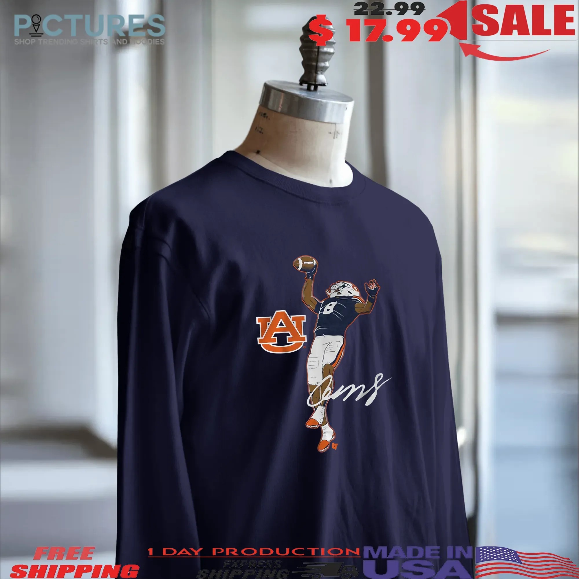 Auburn Football Cam Coleman Superstar Pose Signature T Shirt Auburn Football Cam Coleman Superstar Pose Signature T Shirt