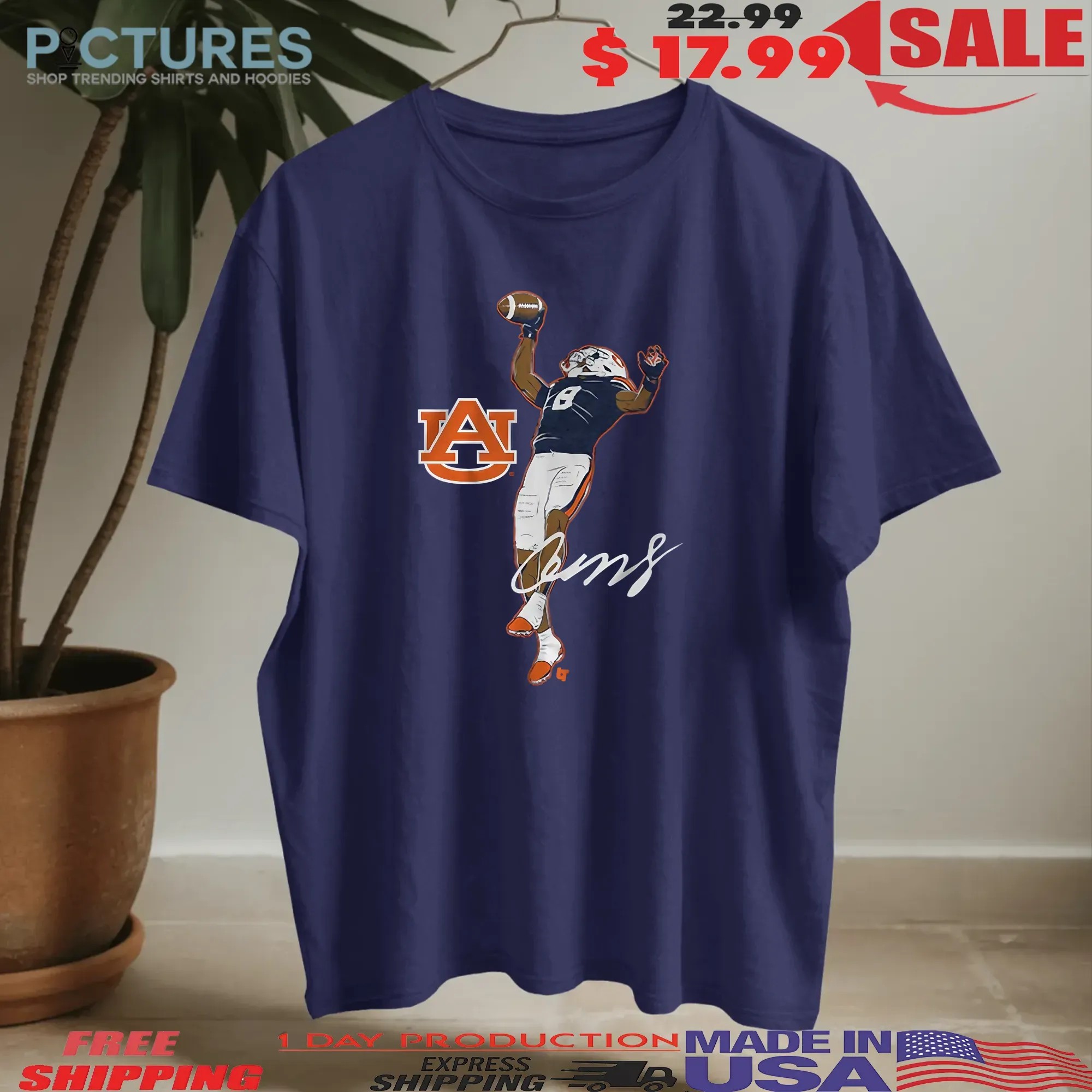 Auburn Football Cam Coleman Superstar Pose Signature T Shirt Auburn Football Cam Coleman Superstar Pose Signature T Shirt