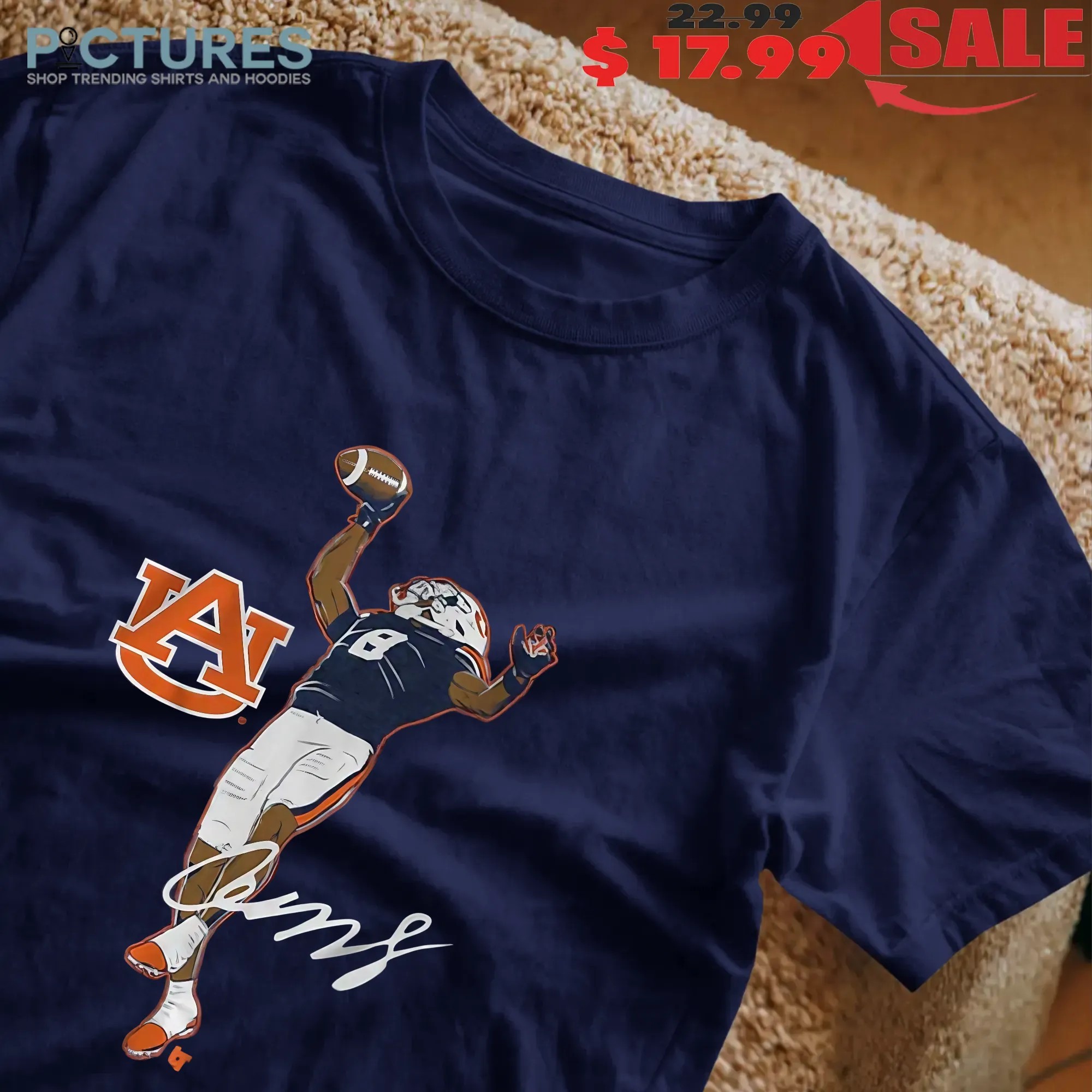 Auburn Football Cam Coleman Superstar Pose Signature T Shirt Auburn Football Cam Coleman Superstar Pose Signature T Shirt